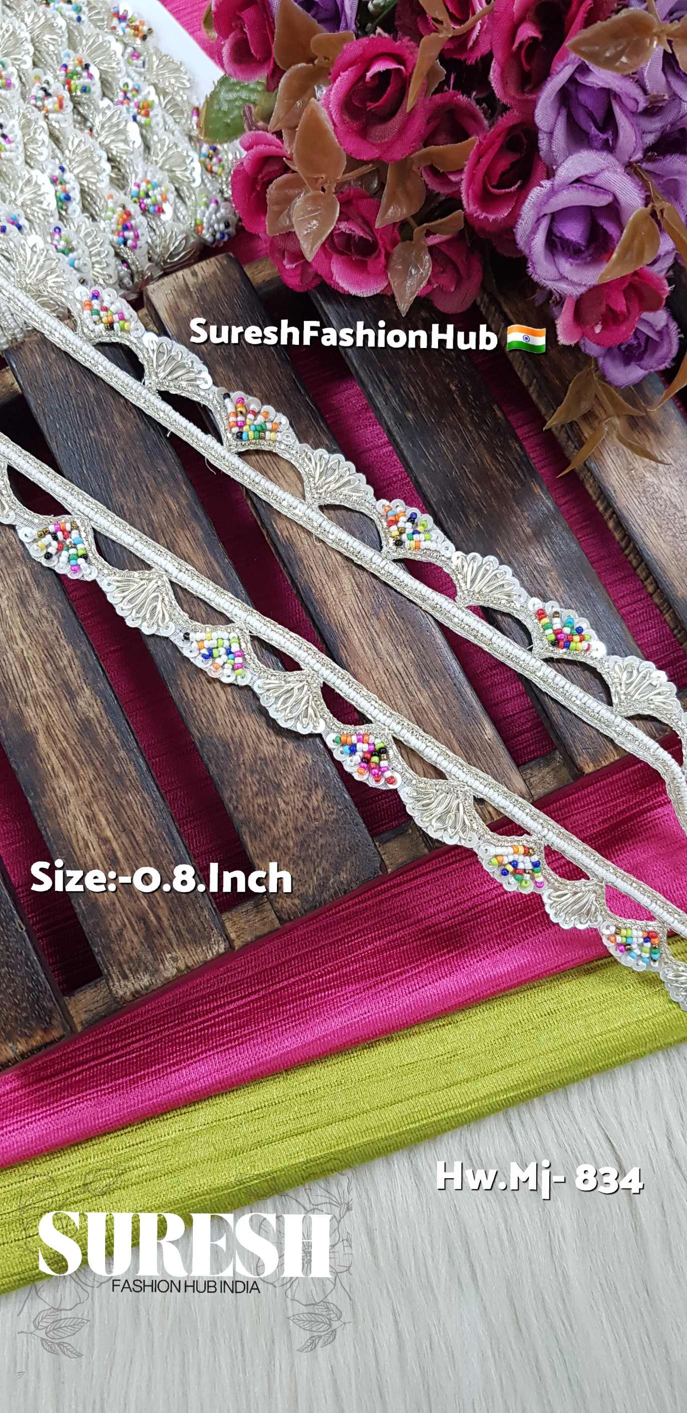 Water Gold with Multi Beads Scalloped Handmade Border – Mj-834