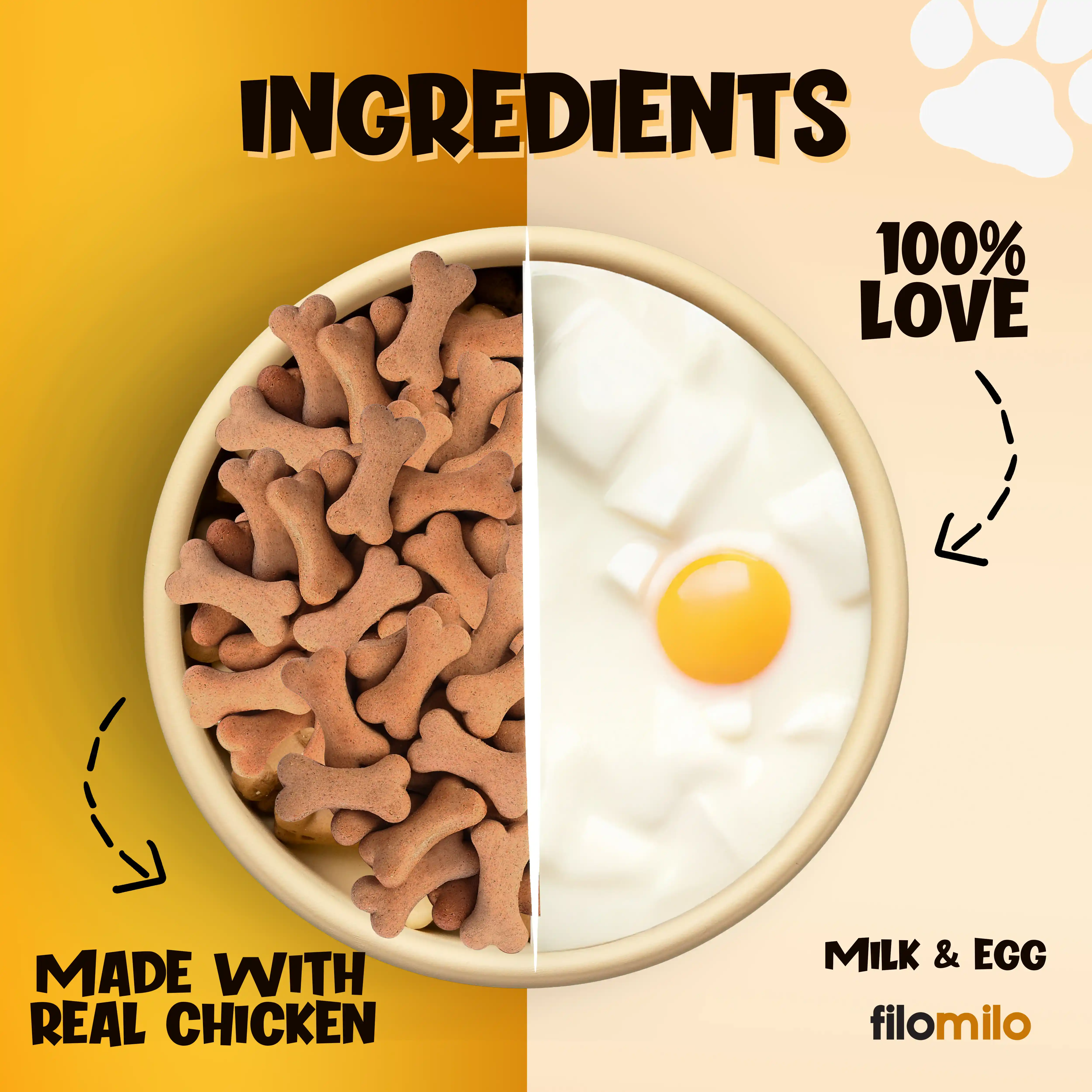 Filomilo Real Chicken Dog Biscuits Flavored with Egg and Milk, 1 kg