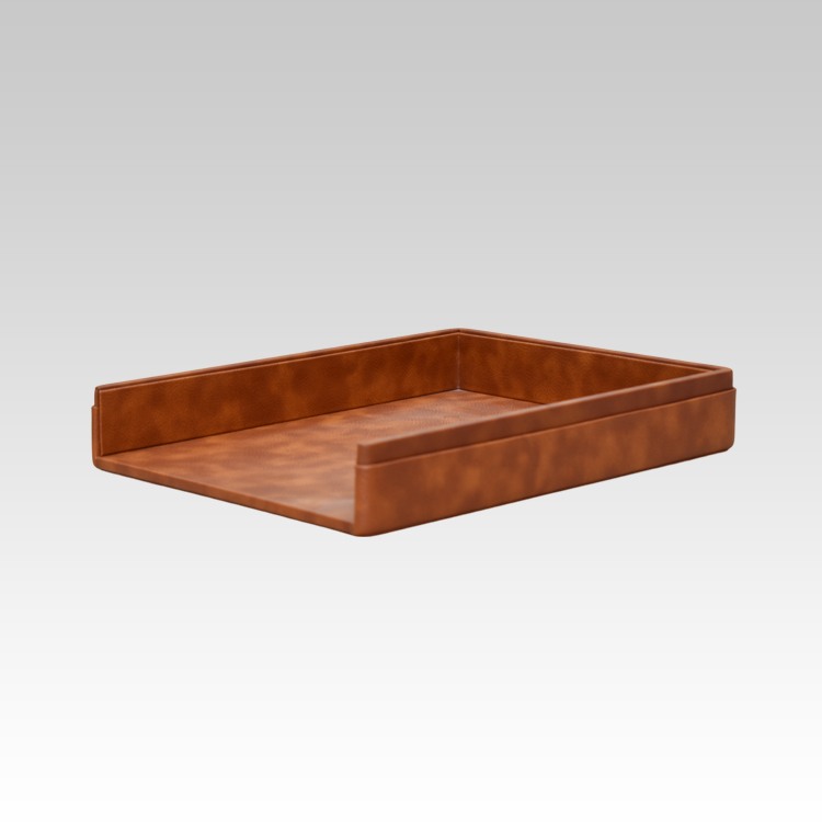 A4 Paper Tray / Letter Tray | Faux Leather | Classic | Tan