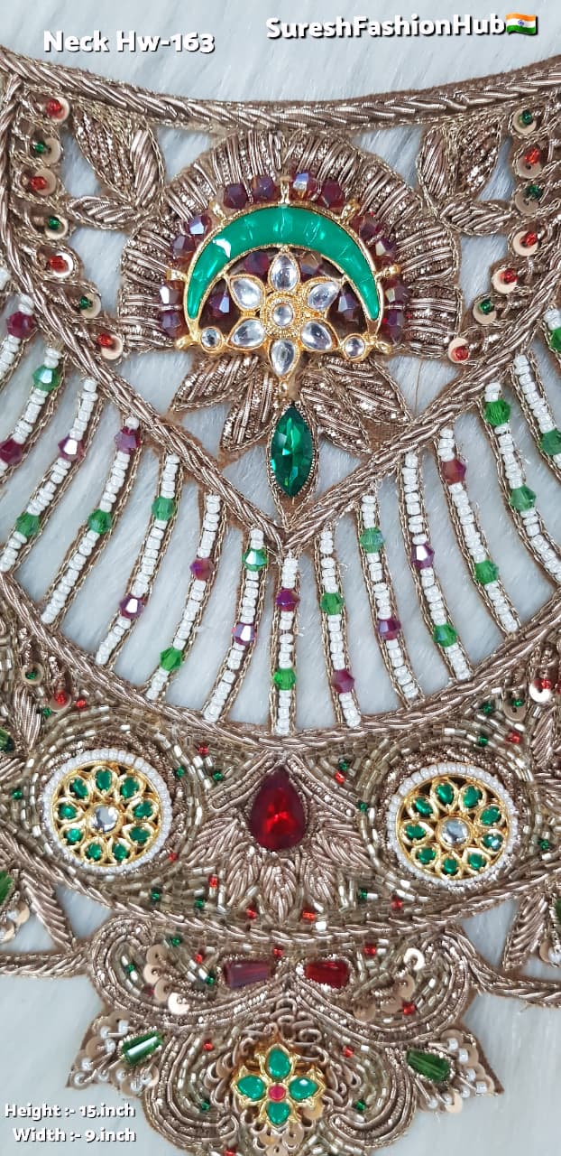 Antique Royal Handmade Zardosi Meenakari Cutwork Neck