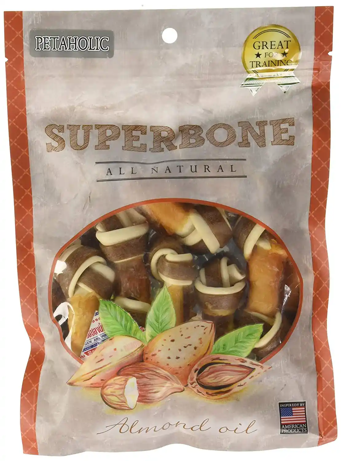 Superbone All Natural Chicken Knotted Dog Treat Almond Oil