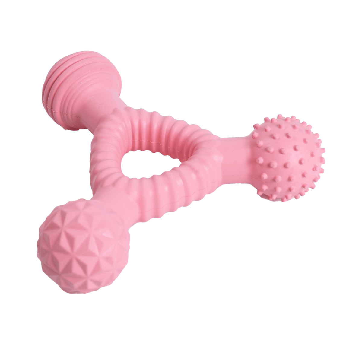 Ezra Play Dumbell- Pink Rubber Toy