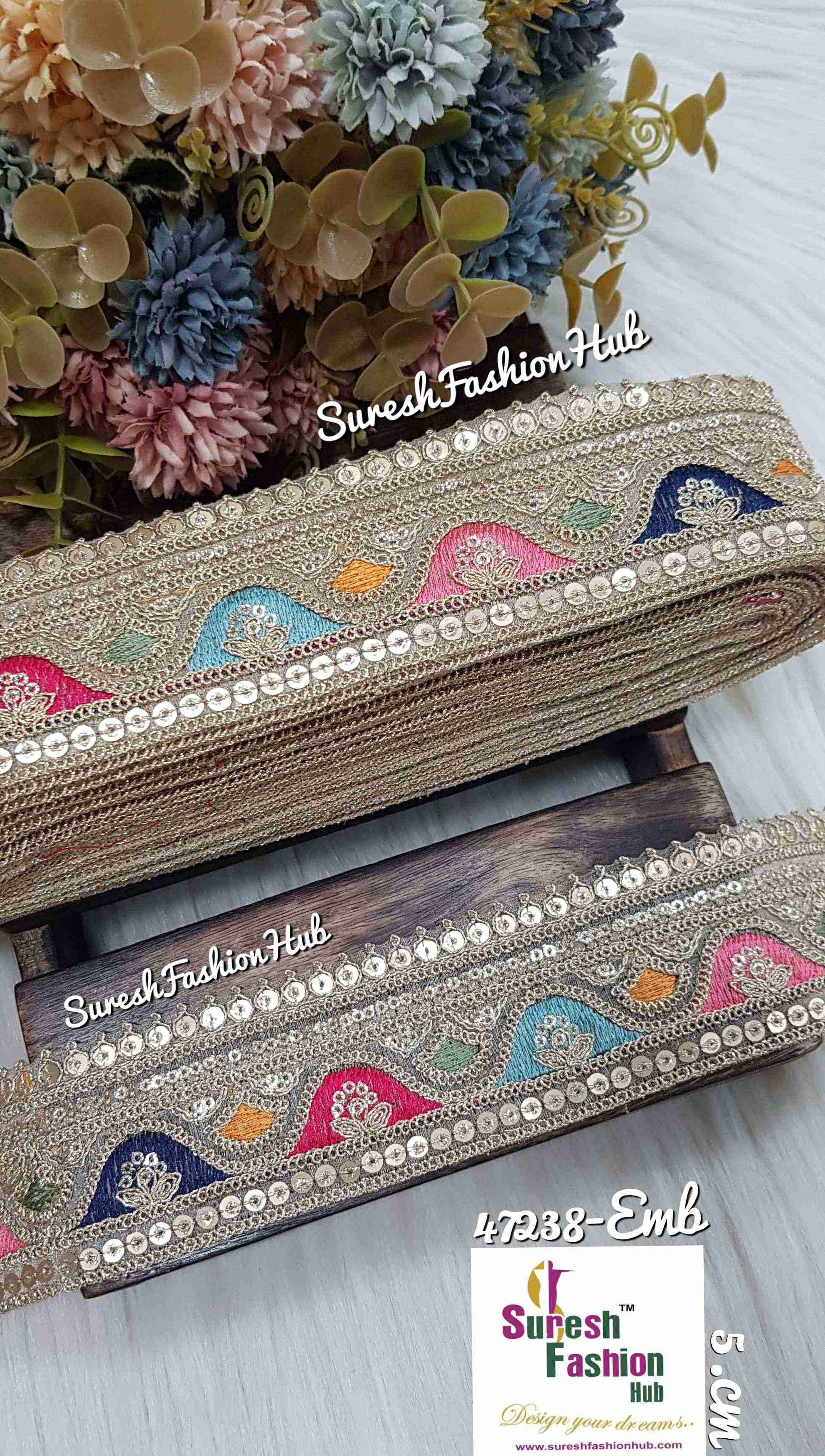 Sabyasachi-Inspired Multicolor Organza Embroidery Lace