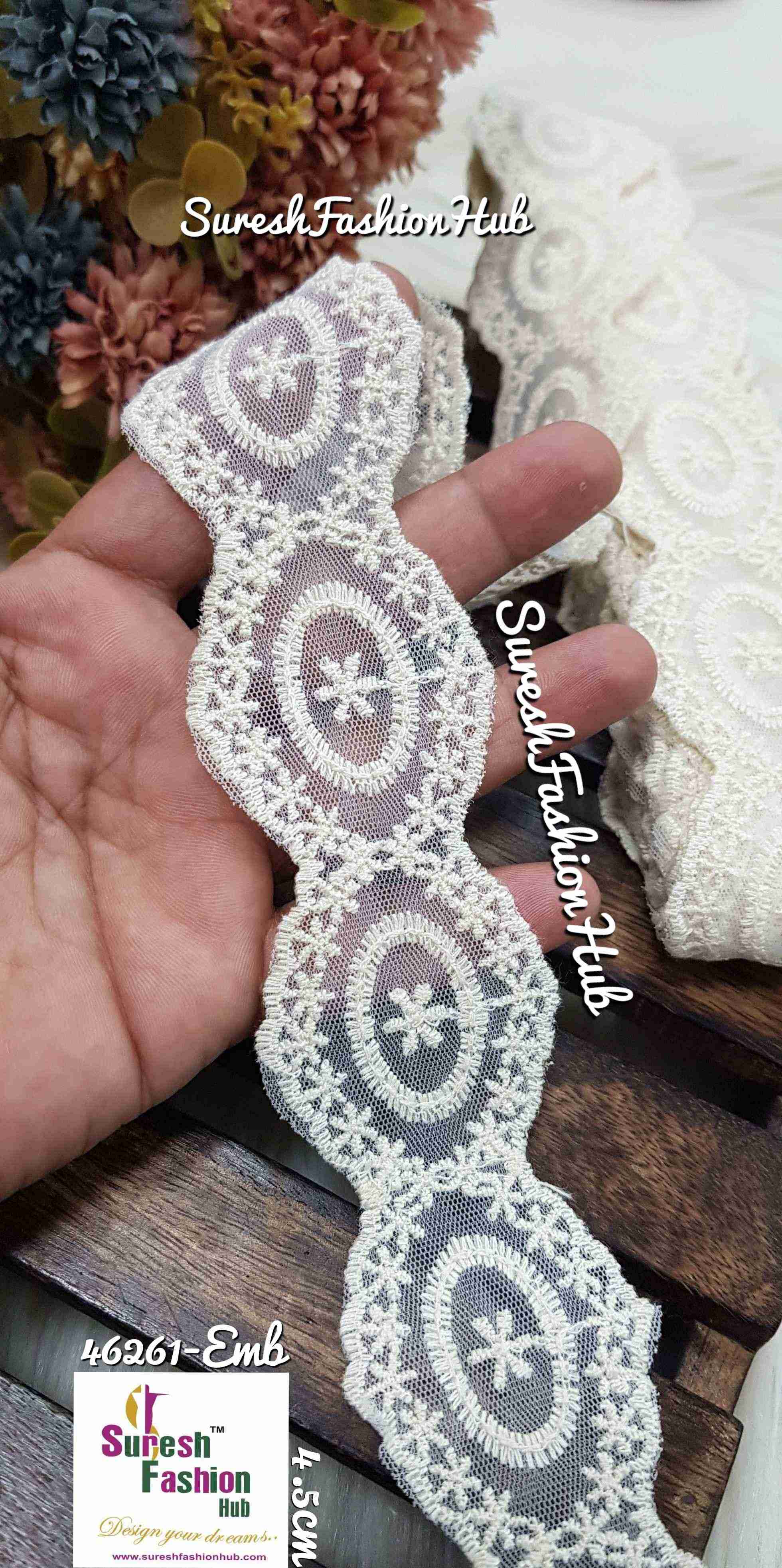 Elegant Machine-Made Scalloped Lace for Bridal Wear