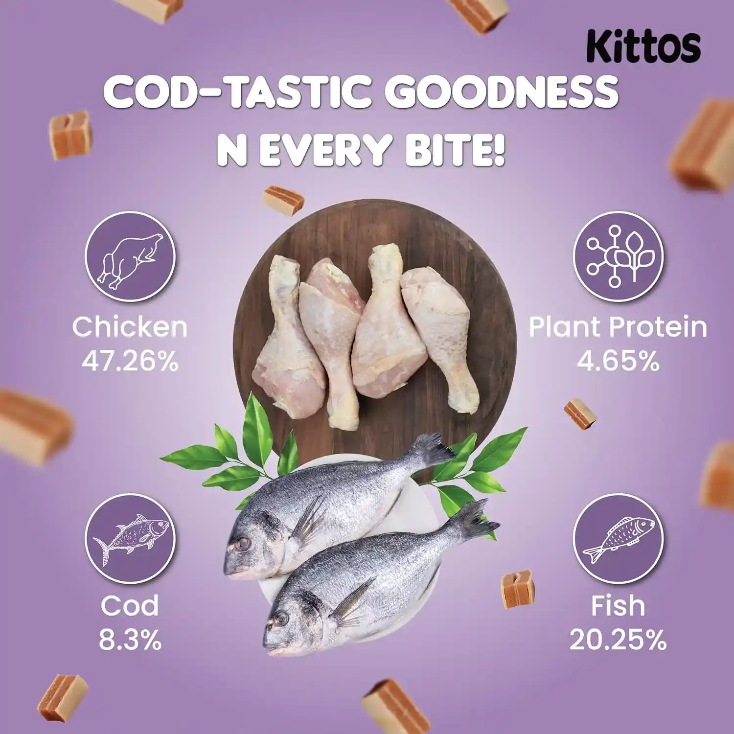 Kittos Cod Sandwich Cat Treats, 35 g