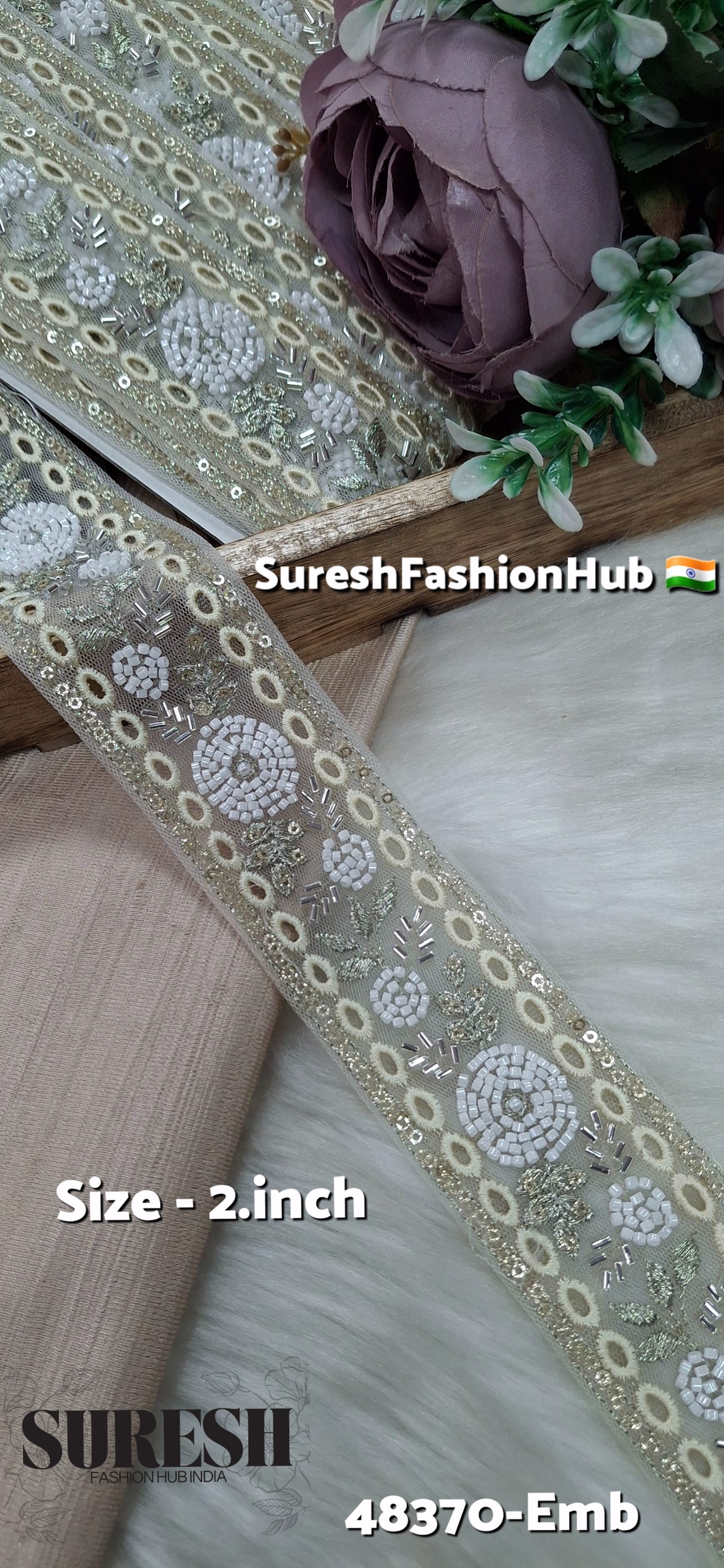 Offwhite TwinCut Floral Net Embroidered Lace