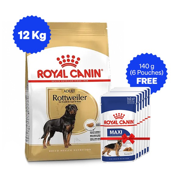 Royal Canin Rottweiler Adult Dry Dog Food with Free Maxi Adult Gravy Pack