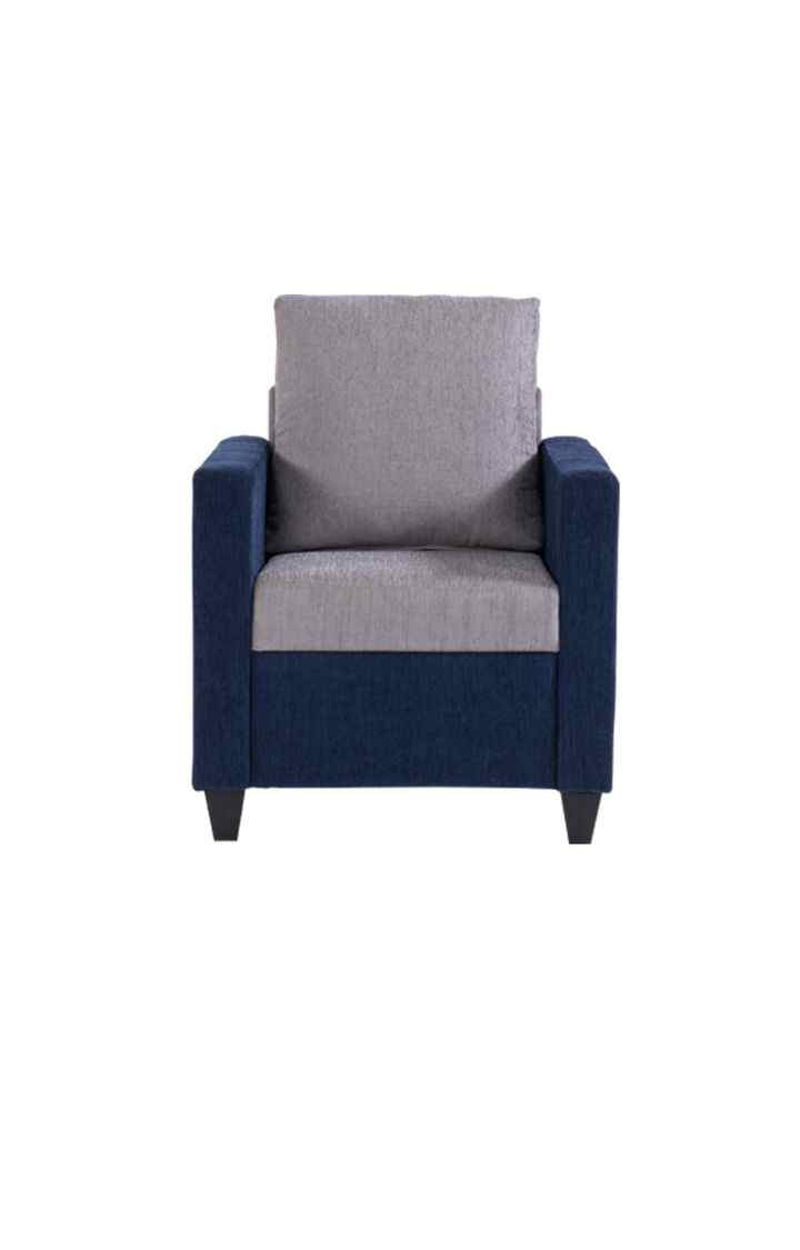 neudot Saya Sofa for Living Room | 1 Persons Sofa| Premium Fabric with Cushioned Armrest | 12 Months Warranty| Solid Wood Frame| 1 Seater in Saya Duo Blue Colour