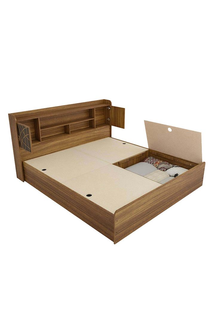 neudot Paris King Engineered Wood King Box Bed - Leon Teak
