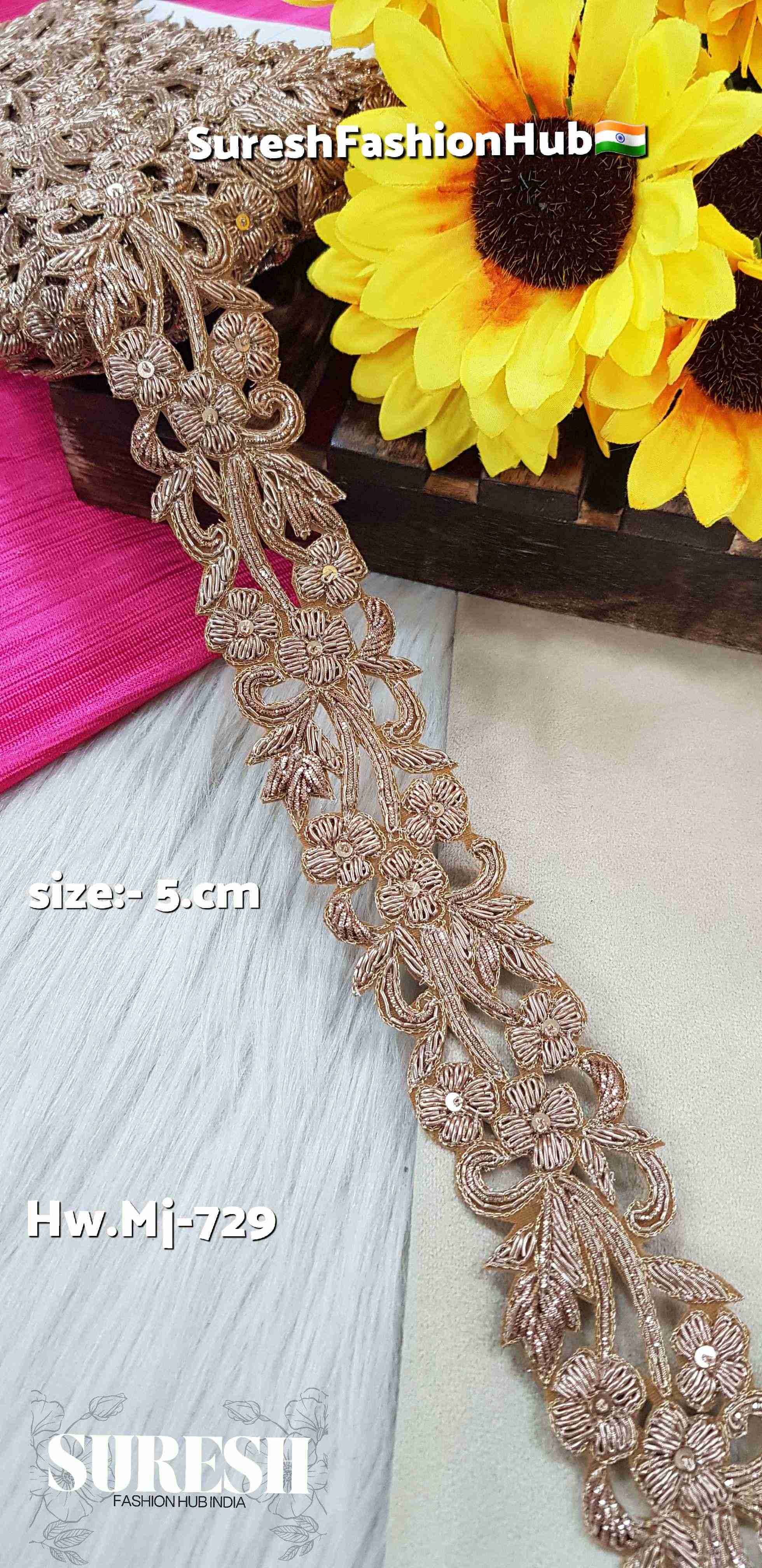 Handcrafted Zardozi Floral Cutwork Border