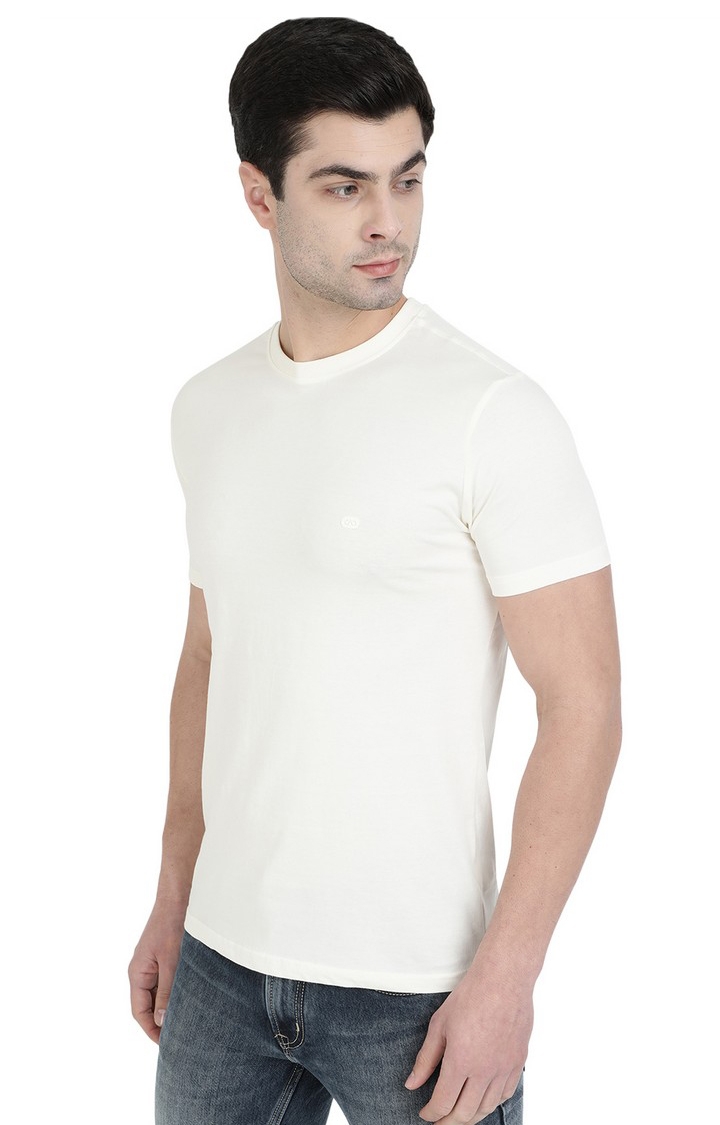JadeBlue | JB-CR-32O CREAM TAN Men's White Cotton Solid T-Shirts 1