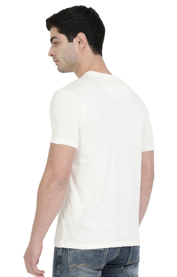 JadeBlue | JB-CR-32O CREAM TAN Men's White Cotton Solid T-Shirts 2