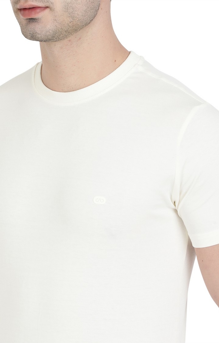 JadeBlue | JB-CR-32O CREAM TAN Men's White Cotton Solid T-Shirts 3