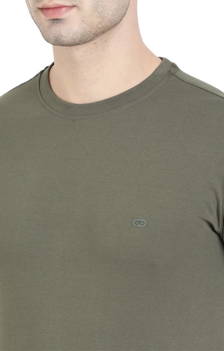 JadeBlue | JB-CR-32Q OLIVE Men's Green Cotton Solid T-Shirts 3