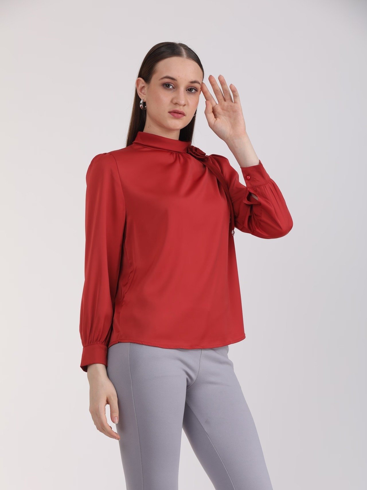 Albion Women Rust Blouson Top