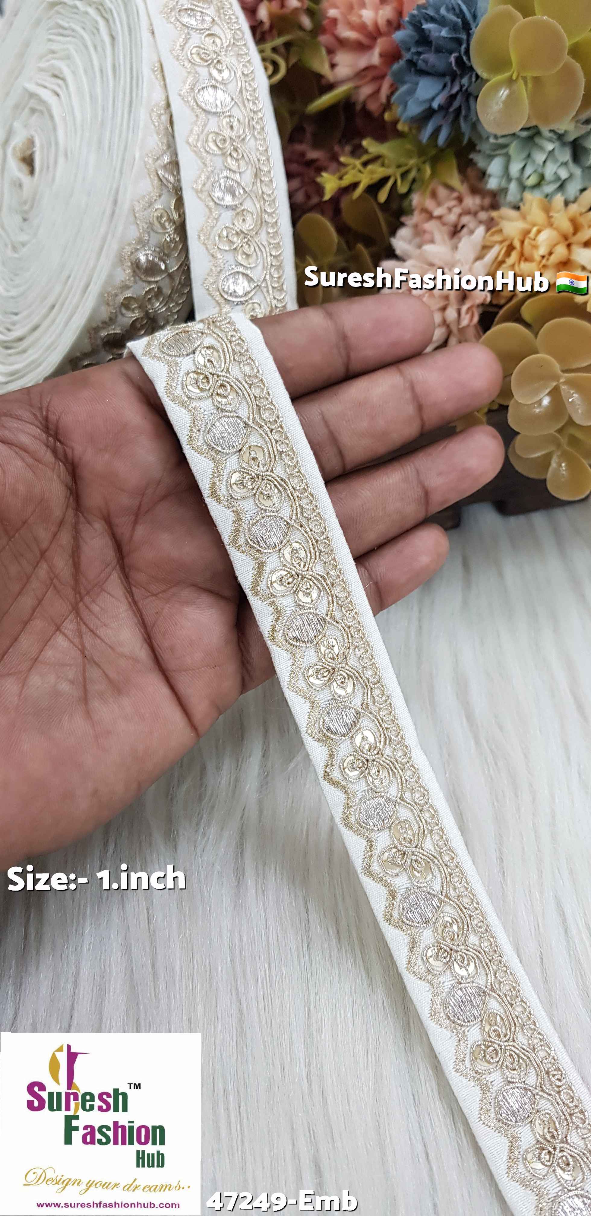 Beige Floral Pearl Embroidery Lace