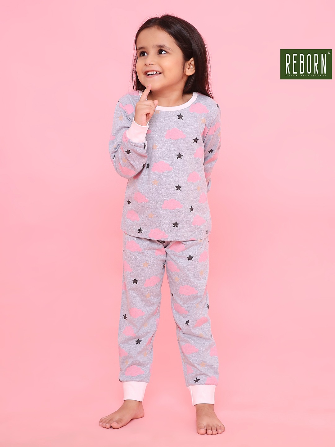 Girls- 2 piece printed cotton jogger lounge set