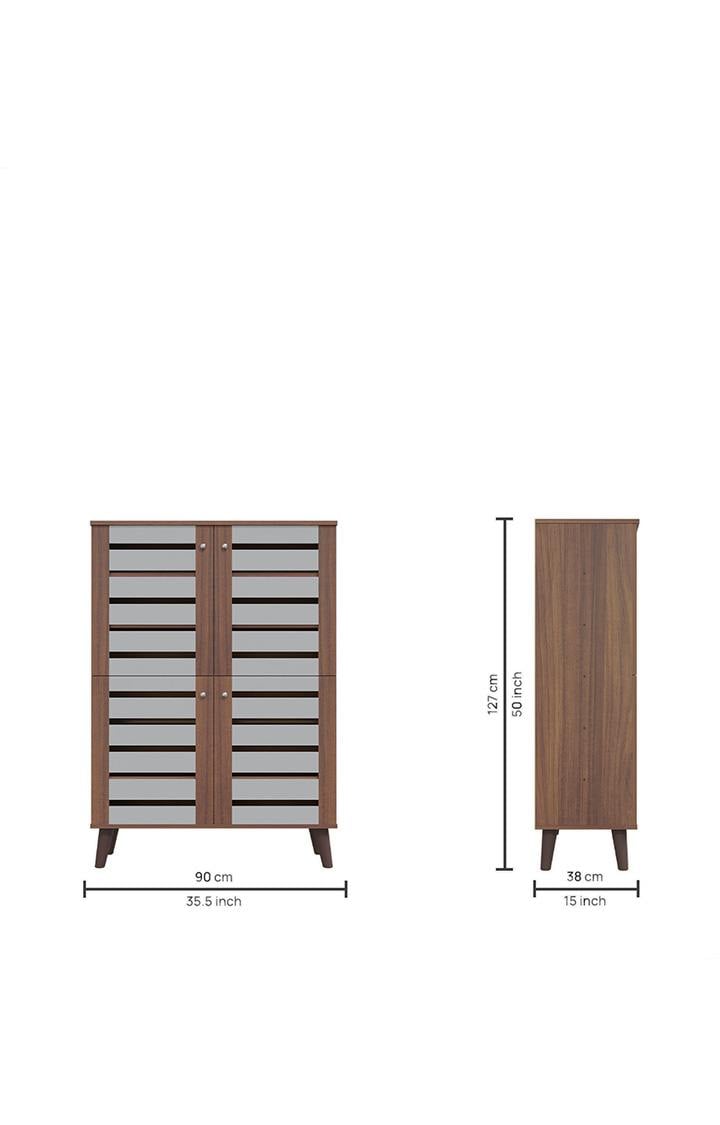 neudot Attic Vertico 4 Door Engineered Wood Shoerack | Footwear Organizer |12 Shelves |Shoe Stand |Slipper Sandals Stand | Wooden Shoe Rack for Home - (Finish Color -Frosty White, Knock Down)