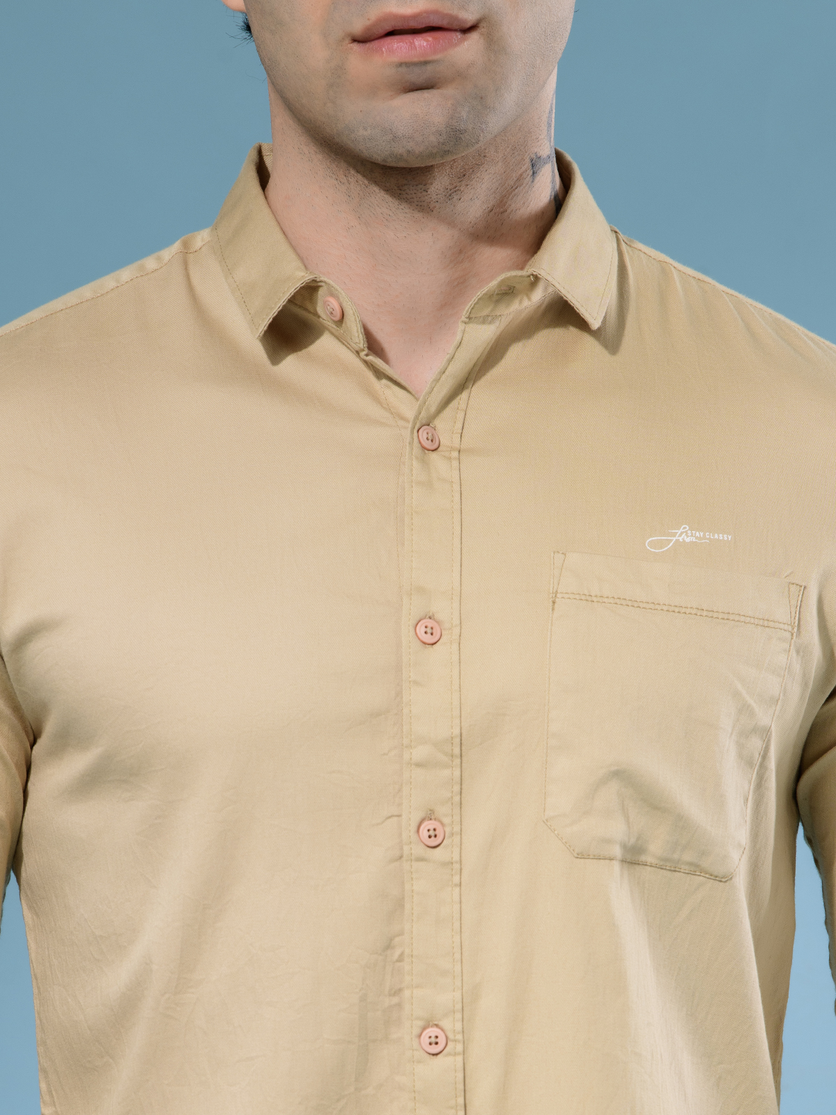 ALBION MENS HORIZON BEIGE SHIRT