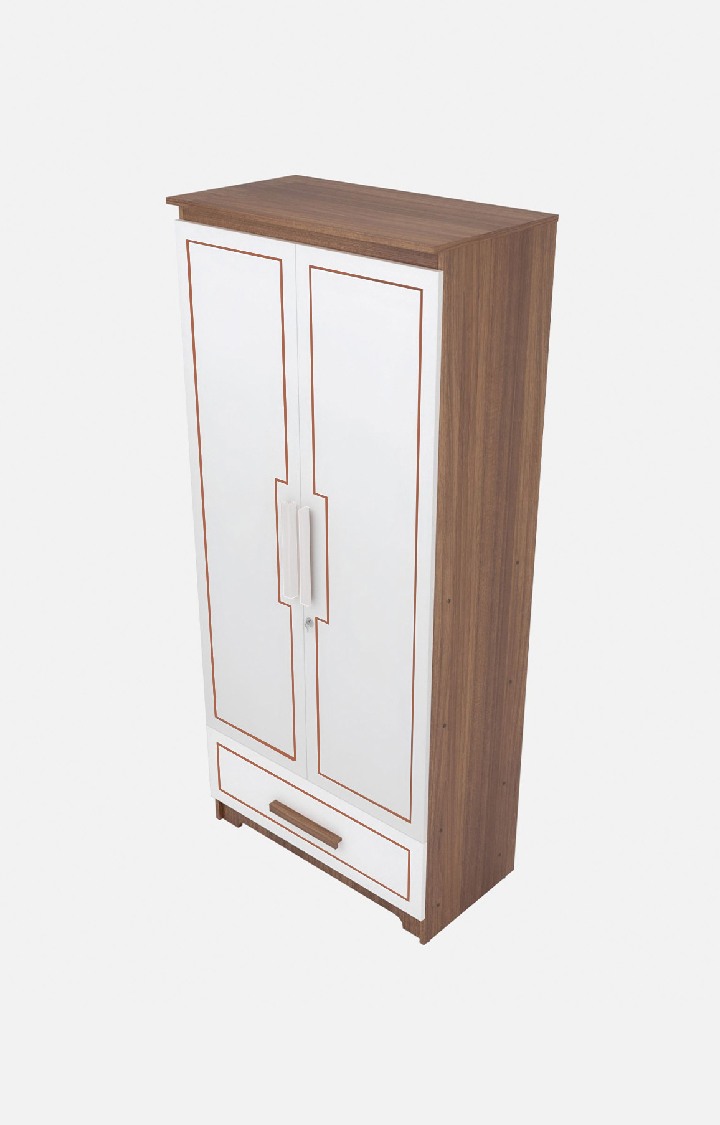 Amber Delight 2 Door Wardrobe/Space & Clothes Organizer/Cupboard/Almari for Multipurpose Use, Home/Kitchen/Office/Living Room with Drawer - Leon Teak Finish