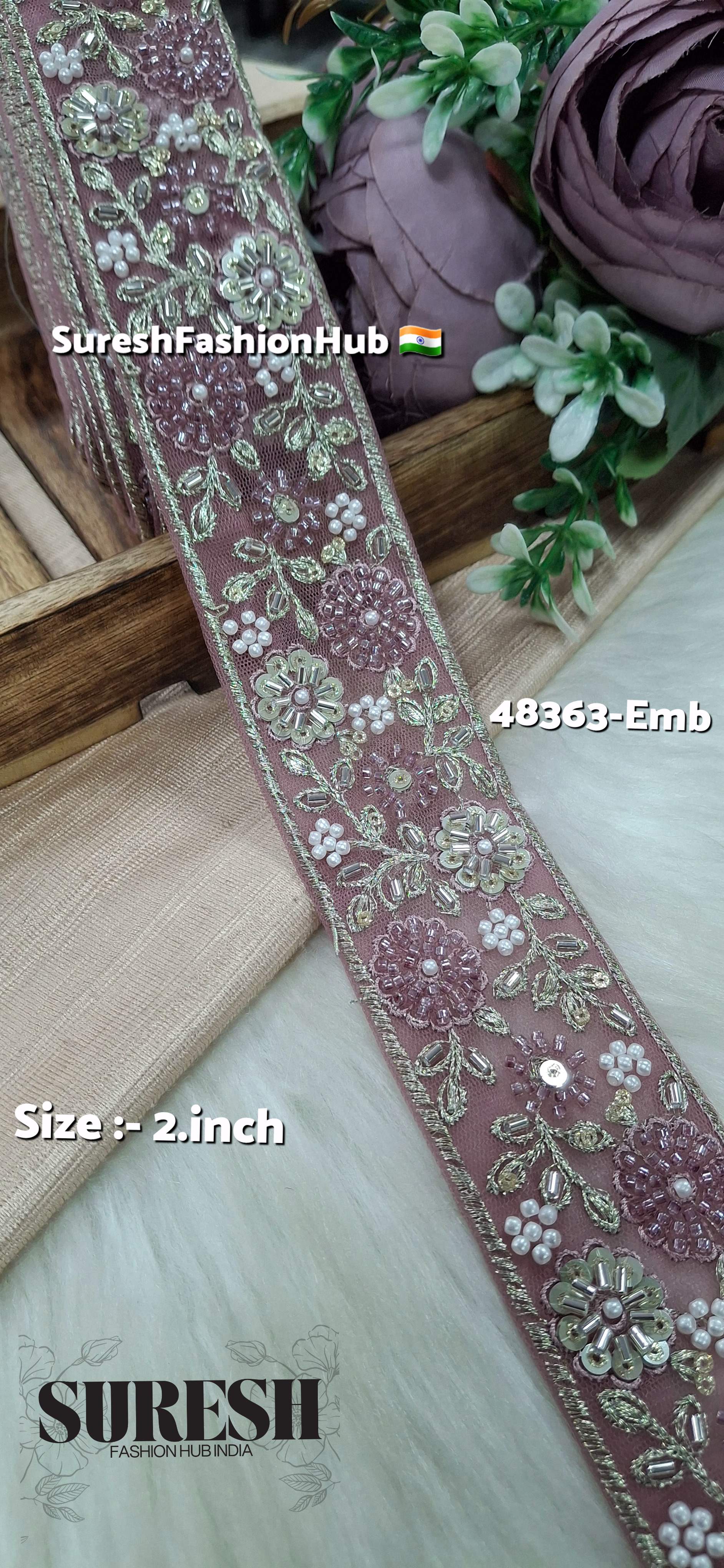 Beaded Floral Net Embroidered Lace