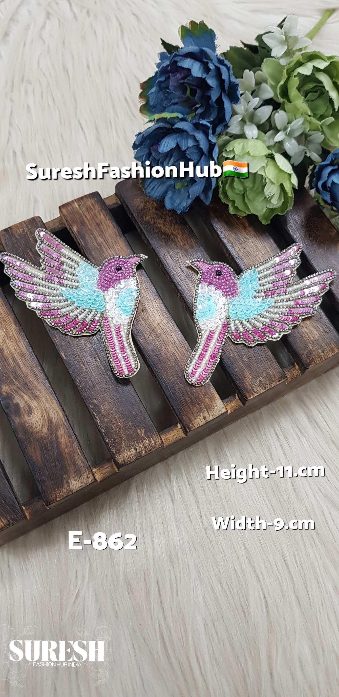 Right Side Facing Magenta + Sea Green Dove Patch