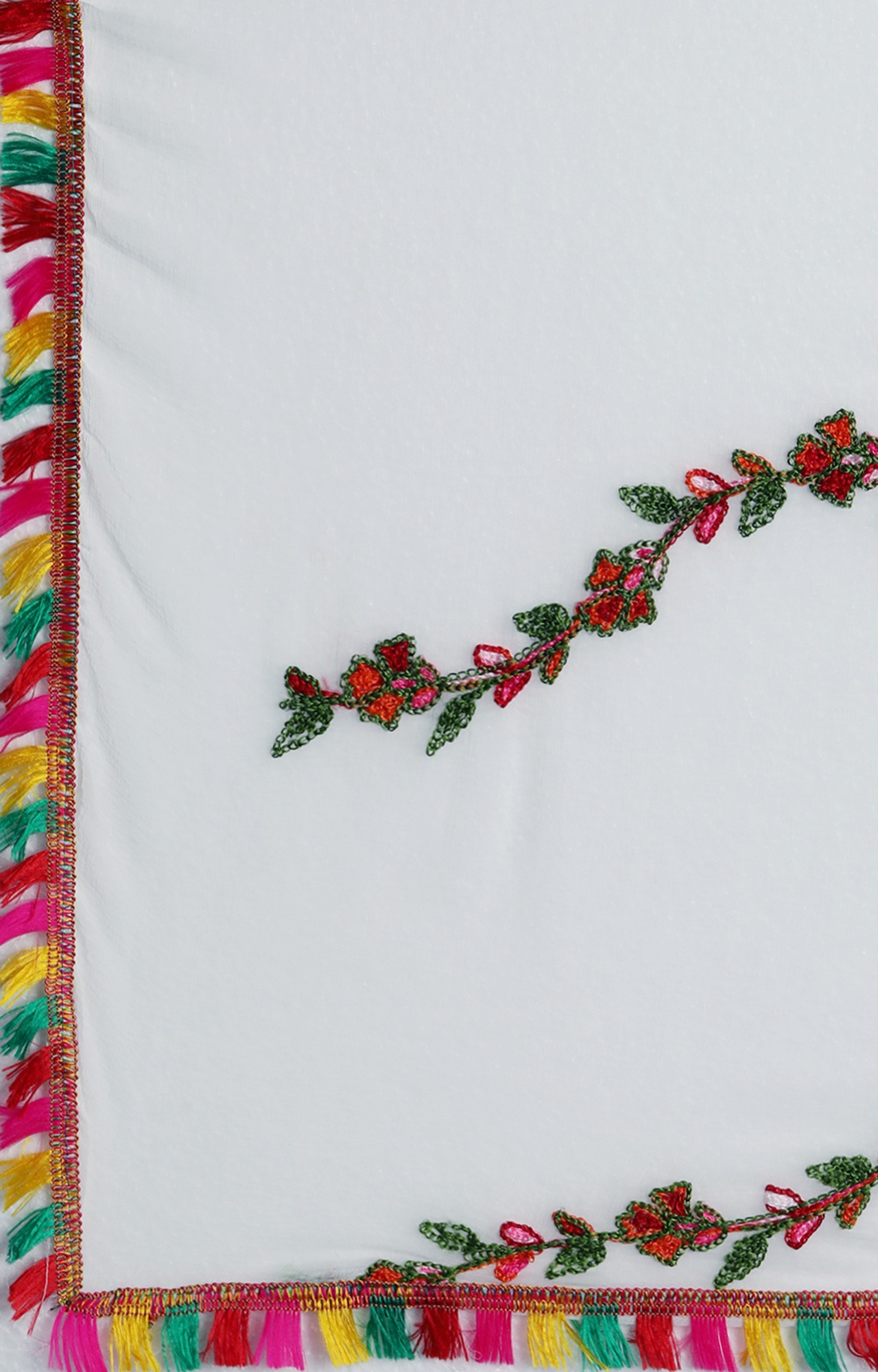 Shaily Women White Color Cotton Embroidered With Tessels Unstitched Dress Material-VF_LILY_WHTE_DM