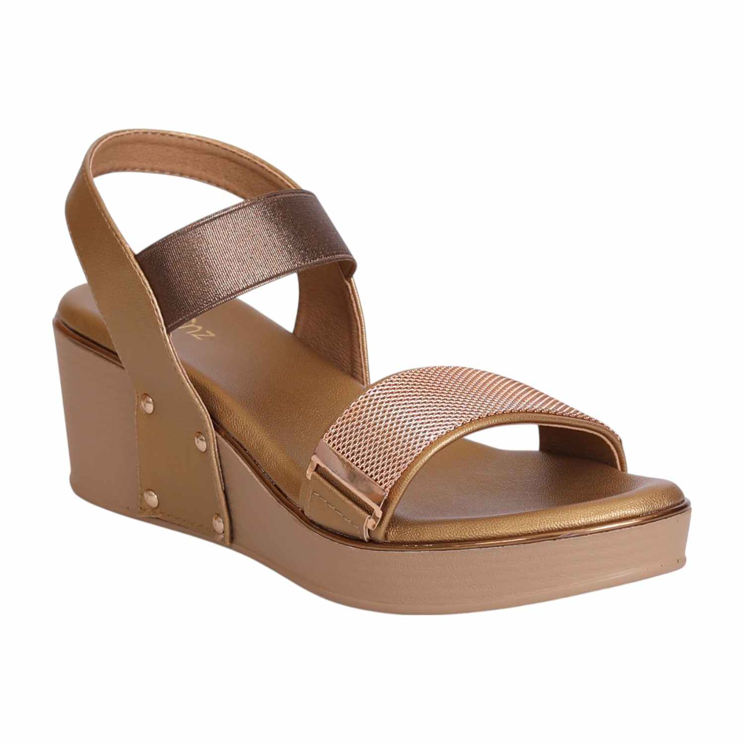 Women Antique Shimmer Mesh Wedge Flats