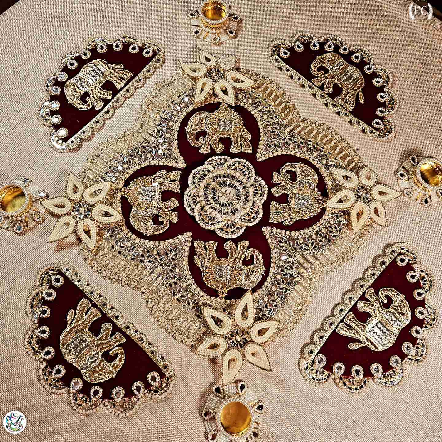 Beautiful Elephant And T-Light Rangoli Set