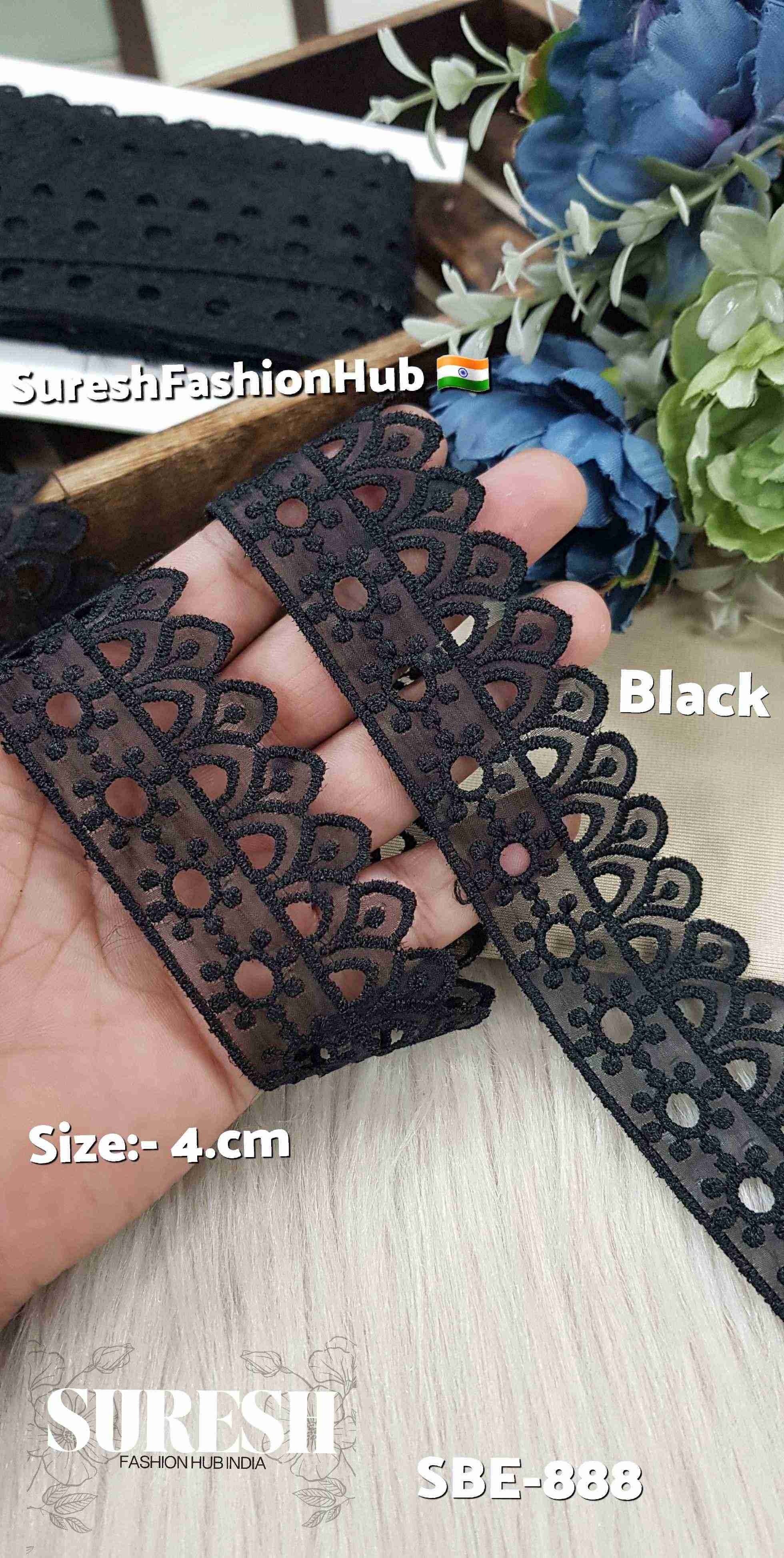 Ethereal Bloom Black Organza Lace