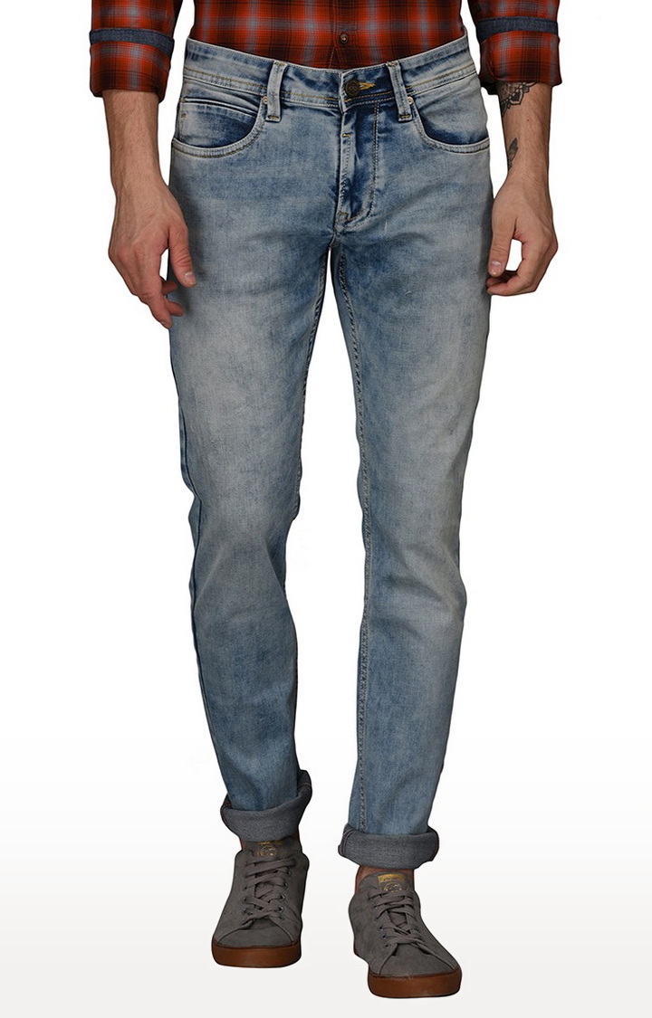 JadeBlue | Men's Blue Denim Solid Jeans 0