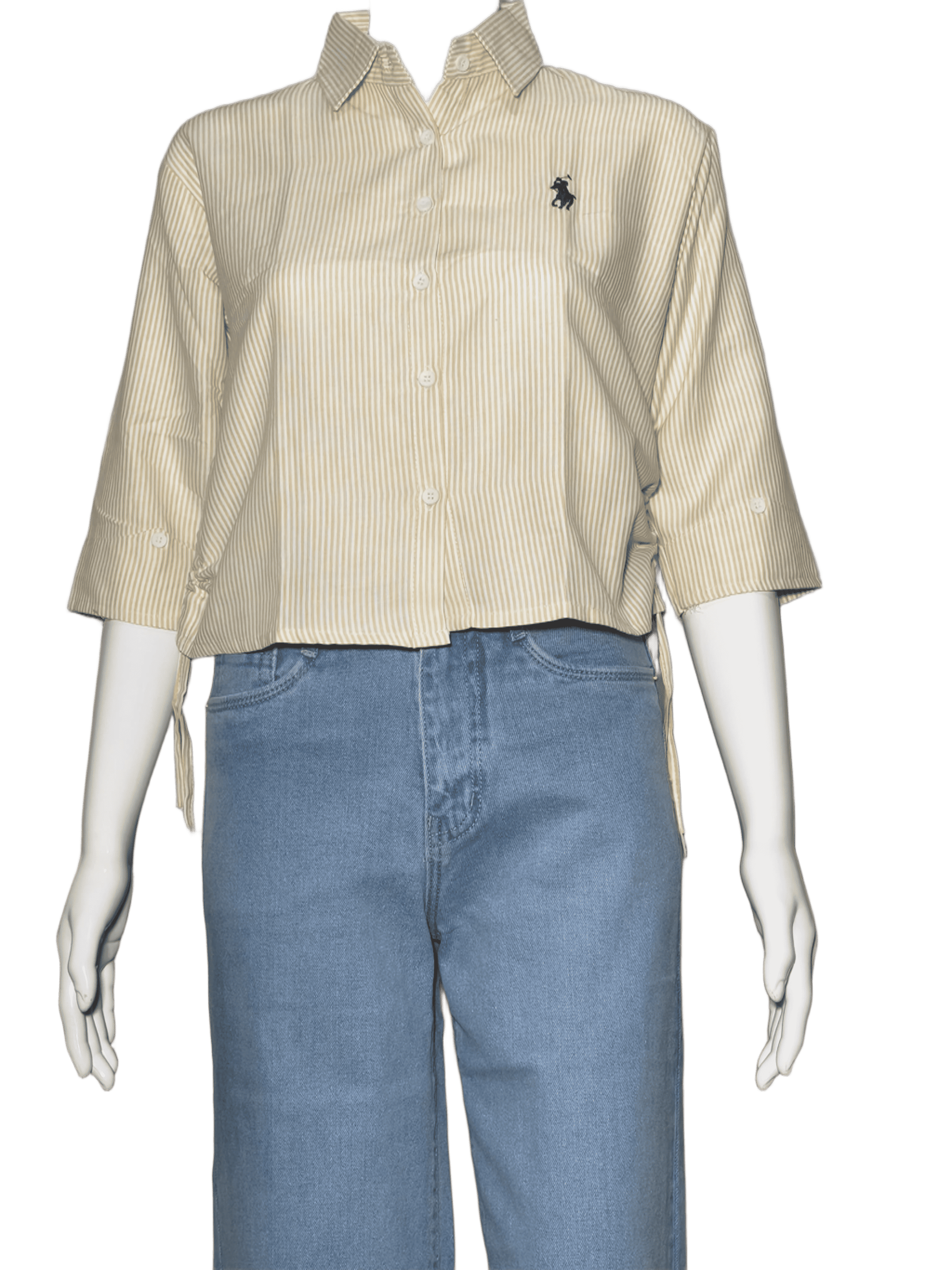 Max Fashion Women's Yellow & White Striped Cotton Casual Shirt