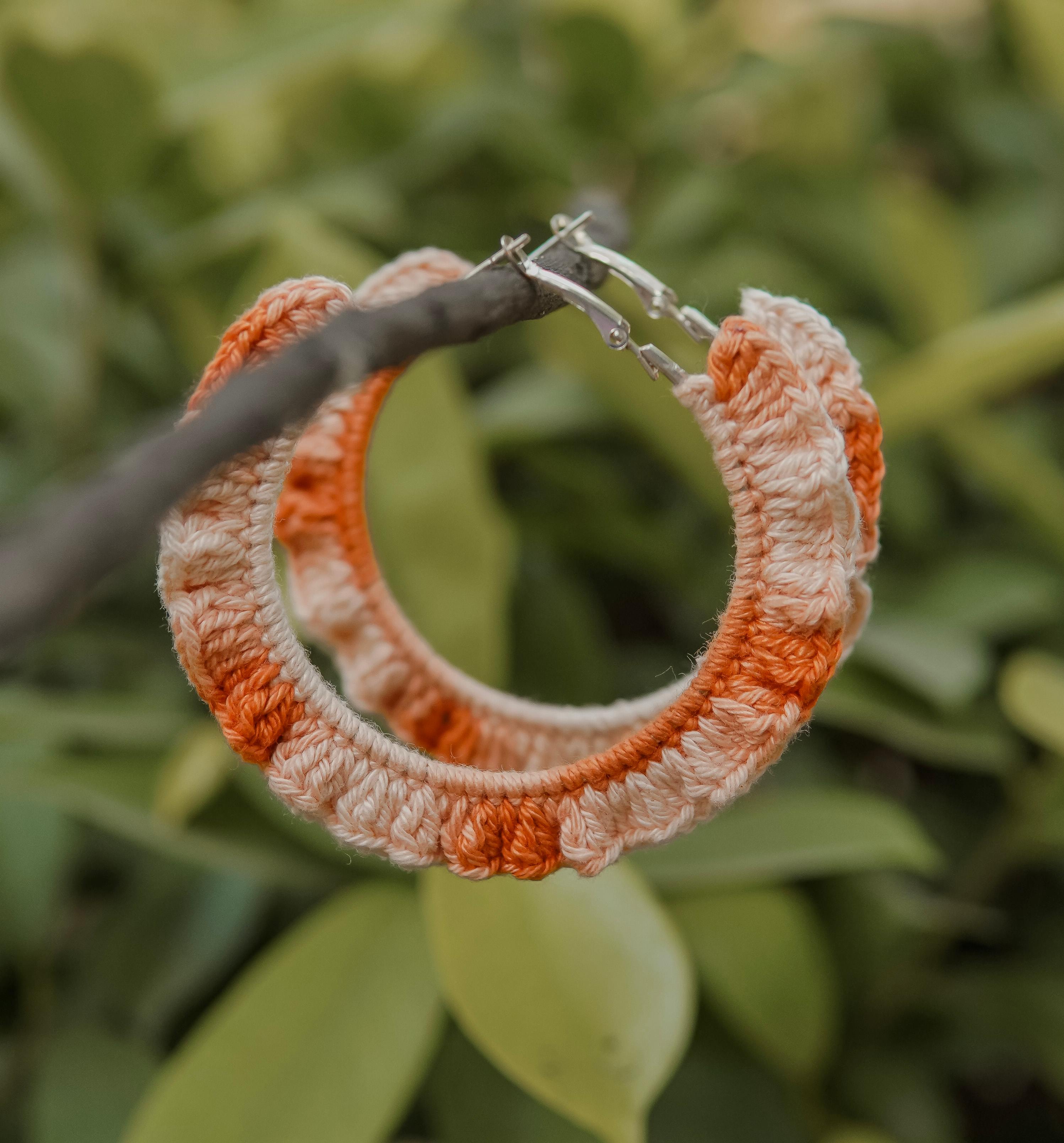 Crochet hoops in peach color