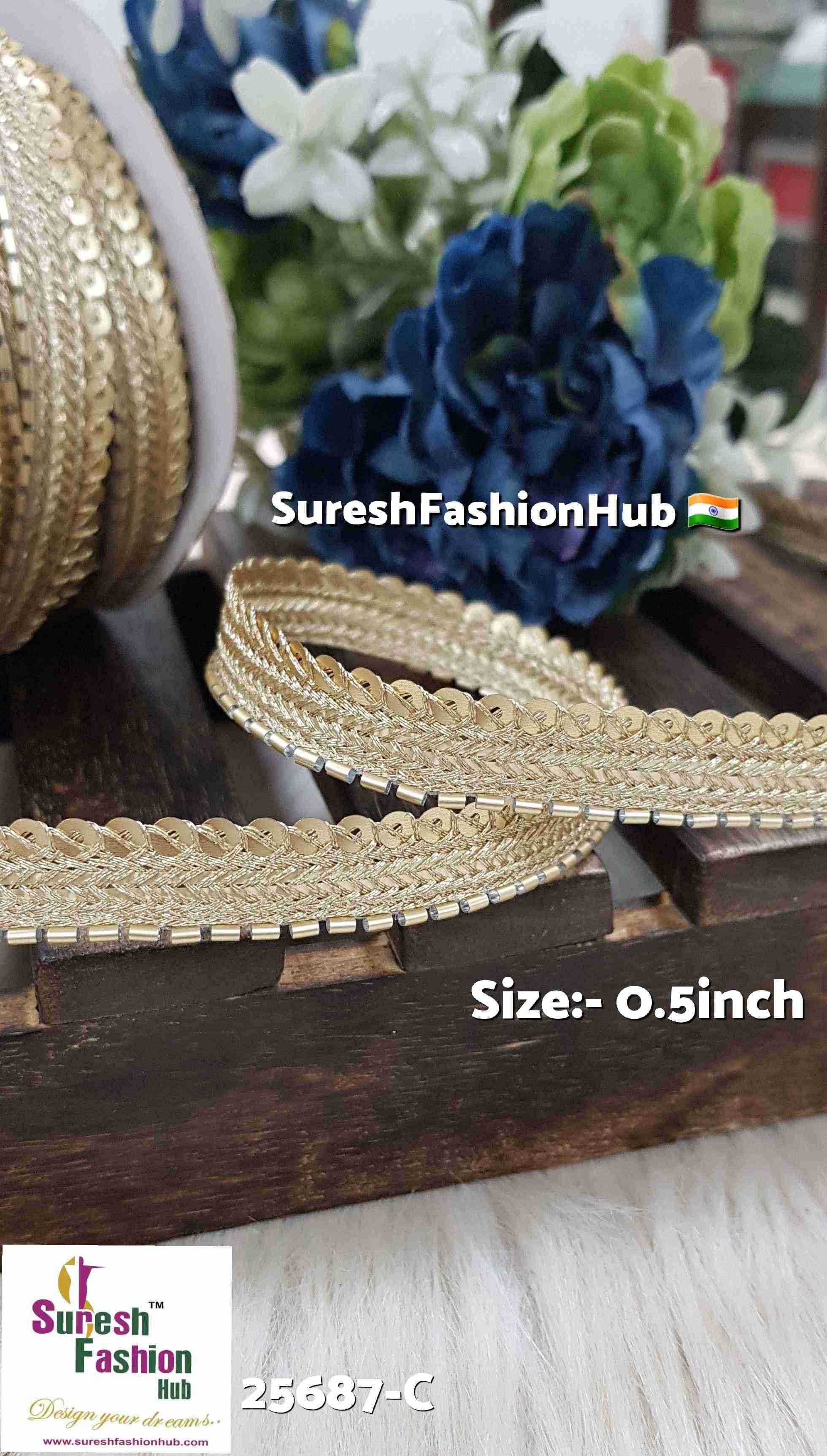 Sequins & Kaddhana Pearl Border Lace