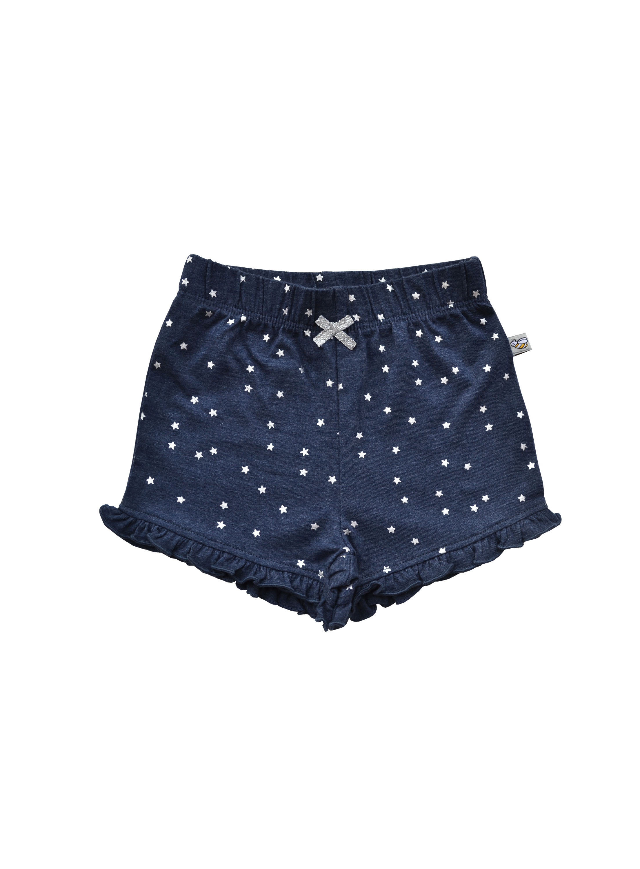 Allover Star Print On Denim Blue Girls Shorts (60% Cotton 35% Polyester 5% Elasthan)