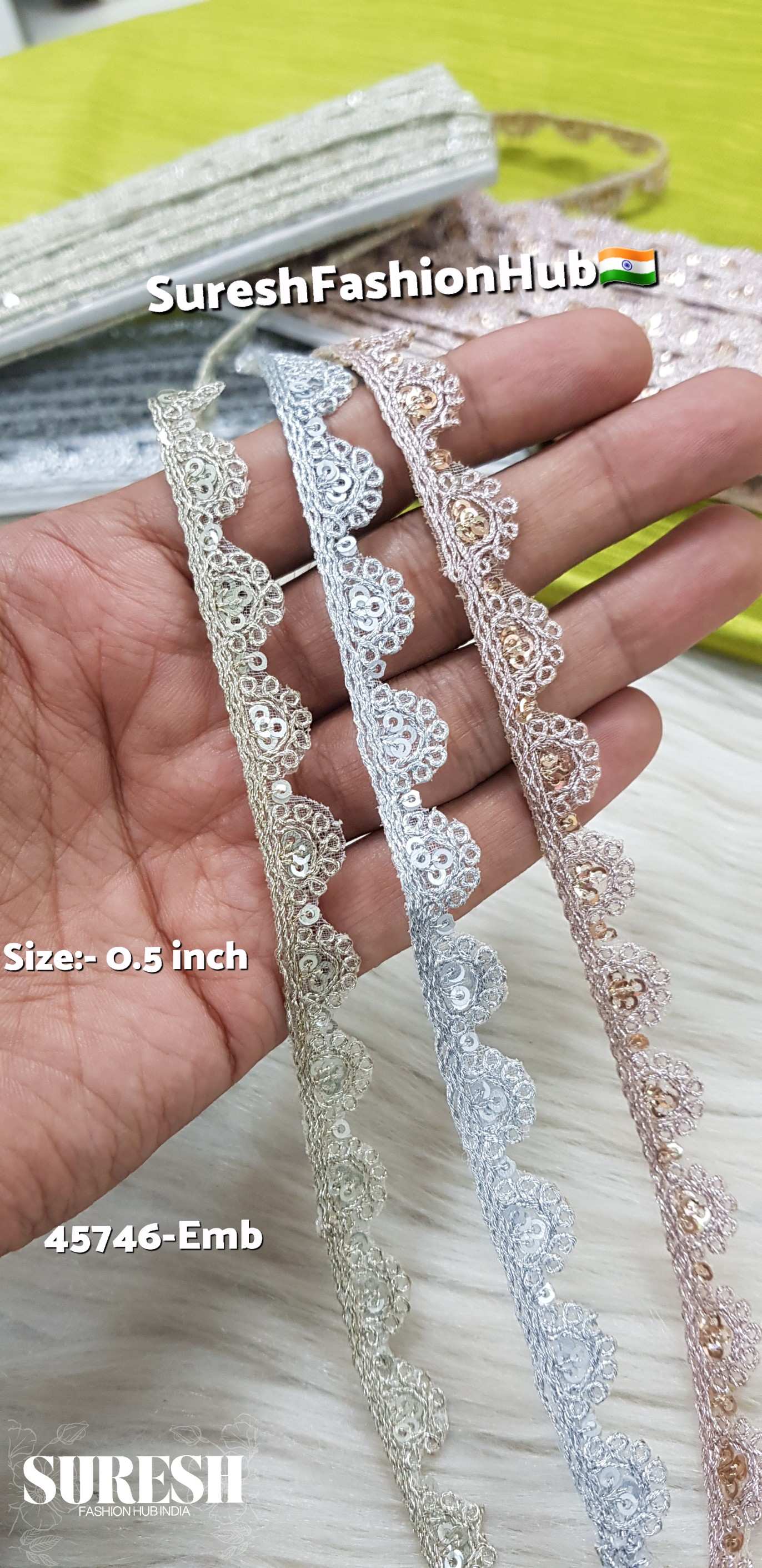 Water Scalloped Organza Dori Sequin Lace