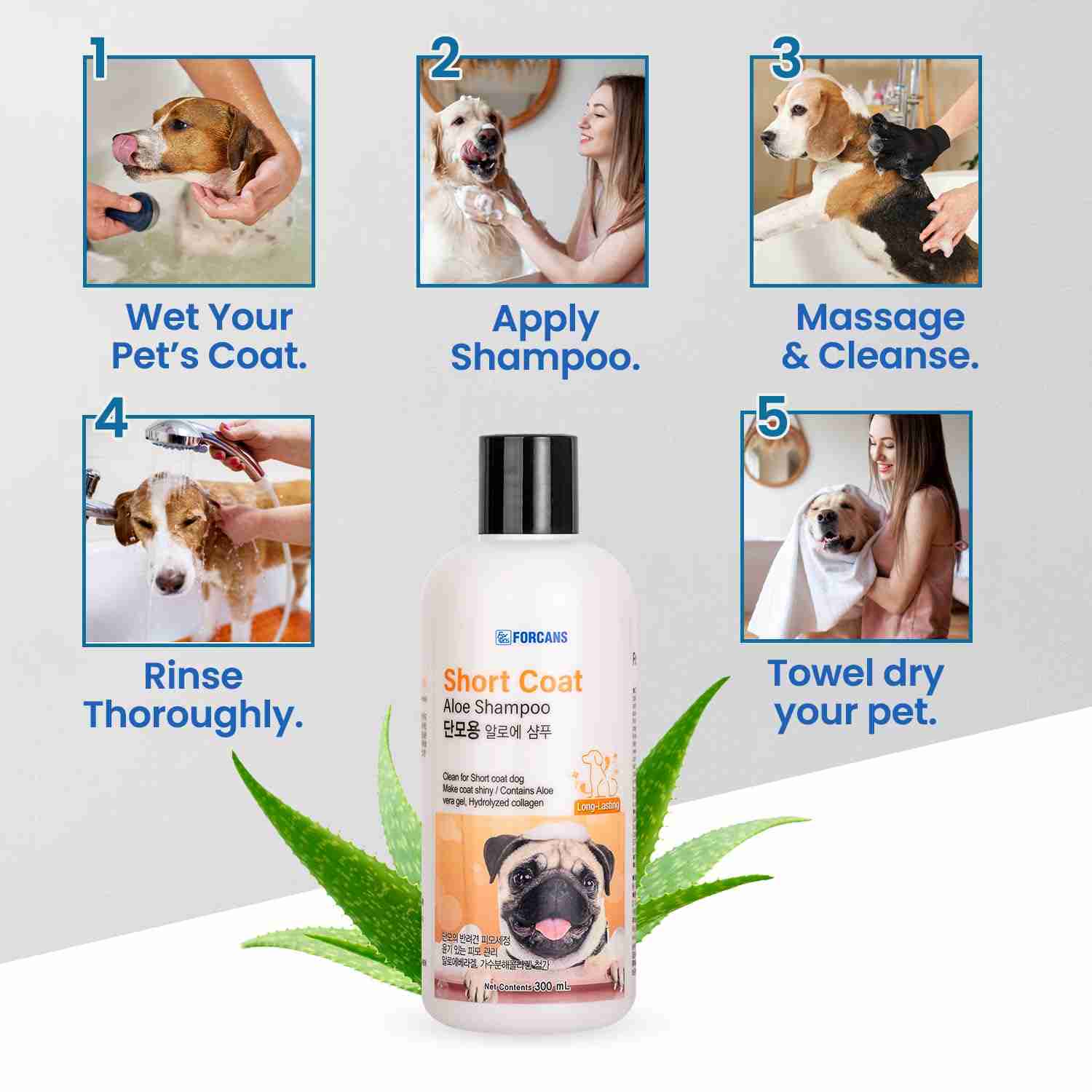 Forcans Short Coat Aloe Shampoo for Dogs