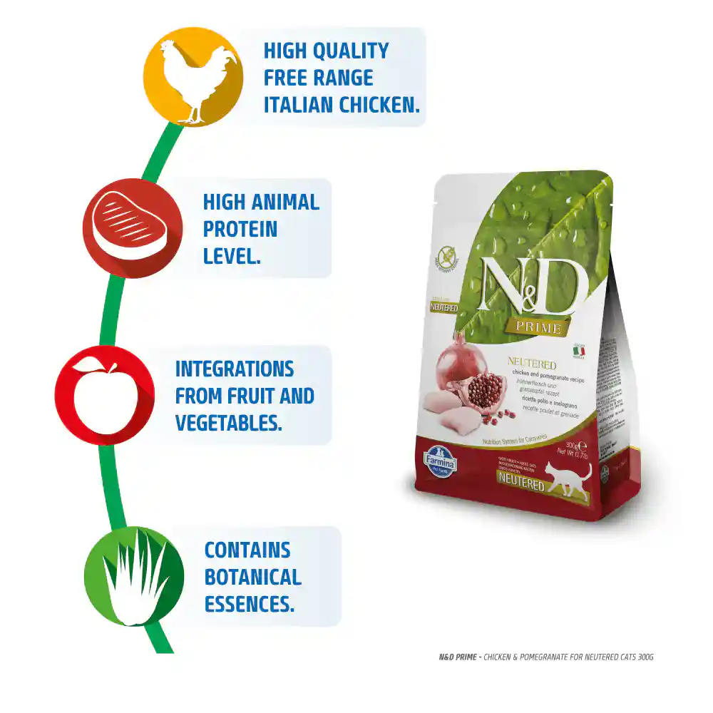 Farmina N&D Grain Free Chicken & Pomegranate Adult Neautered Cat Dry Cat Food