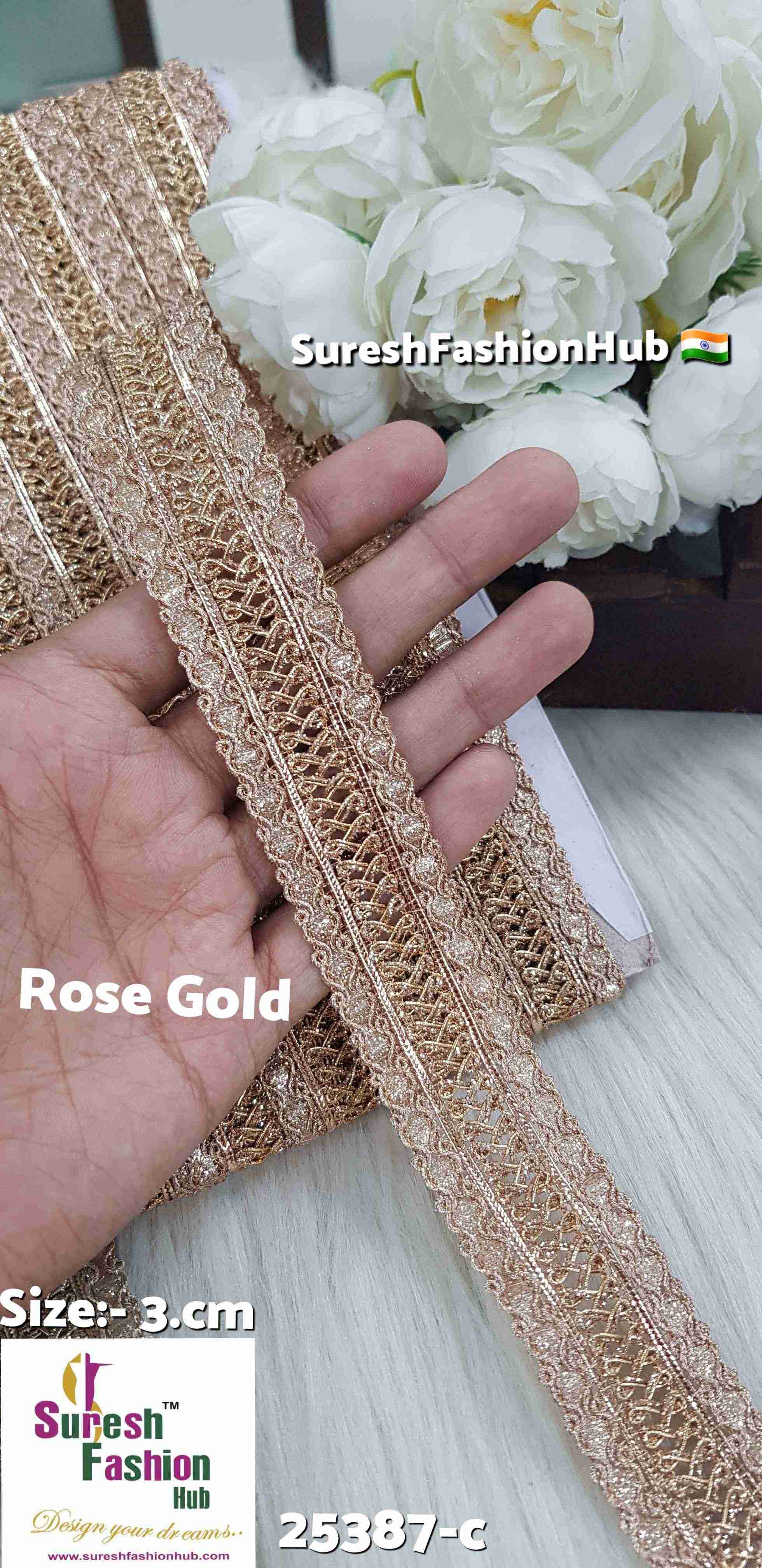 Here are some SEO-optimized ALT text suggestions for your lace products:  1. "Luxurious Pearl Shade Jhalar Lace - Glitter Embellished Trim" 2. "Machine-Made Scalloped Lace - Elegant Border for Sarees" 3. "Gota and Zari Lace for Sarees - Traditional Ethnic Embellishment" 4. "Decorative Jhalar Lace with Glitter Dori - Fe