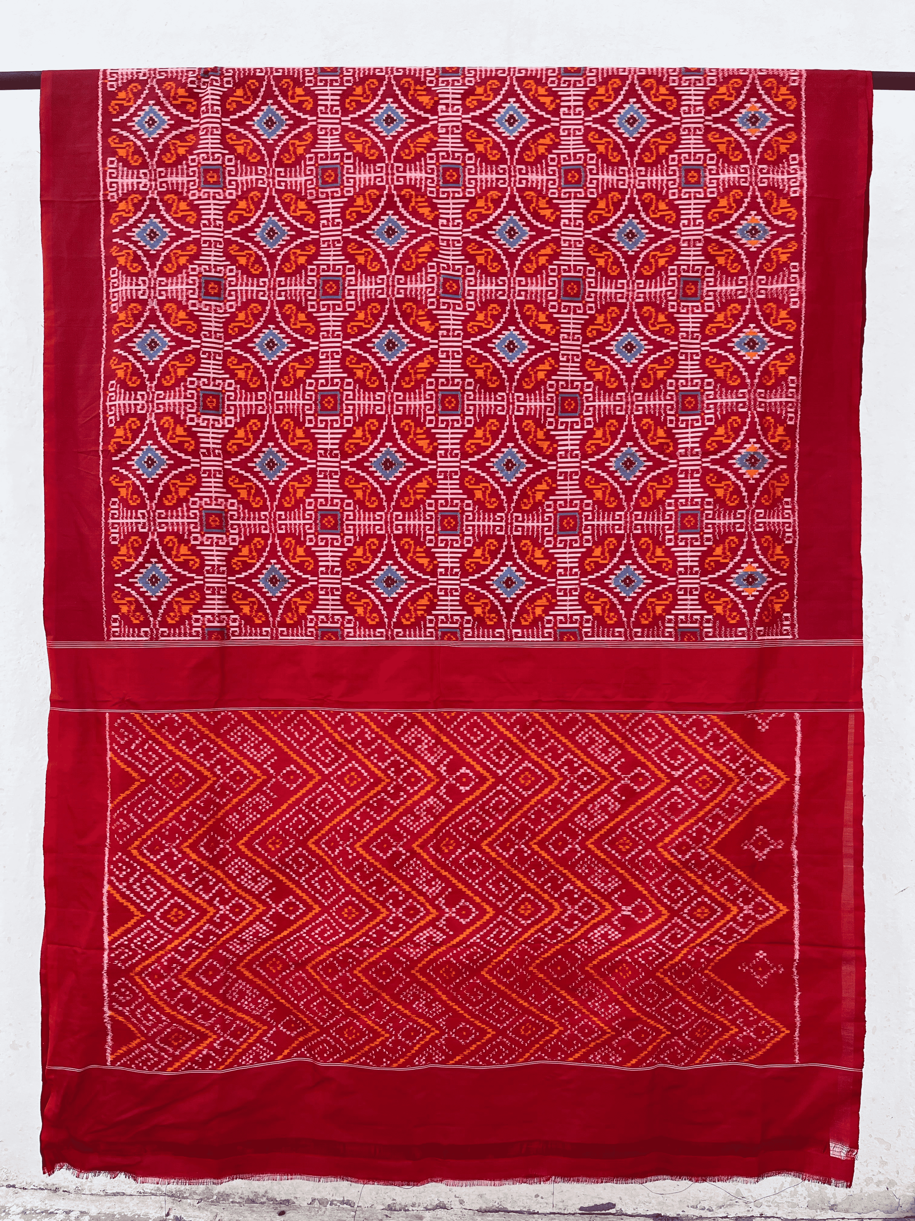 Silk Kolam Red Ikat Saree