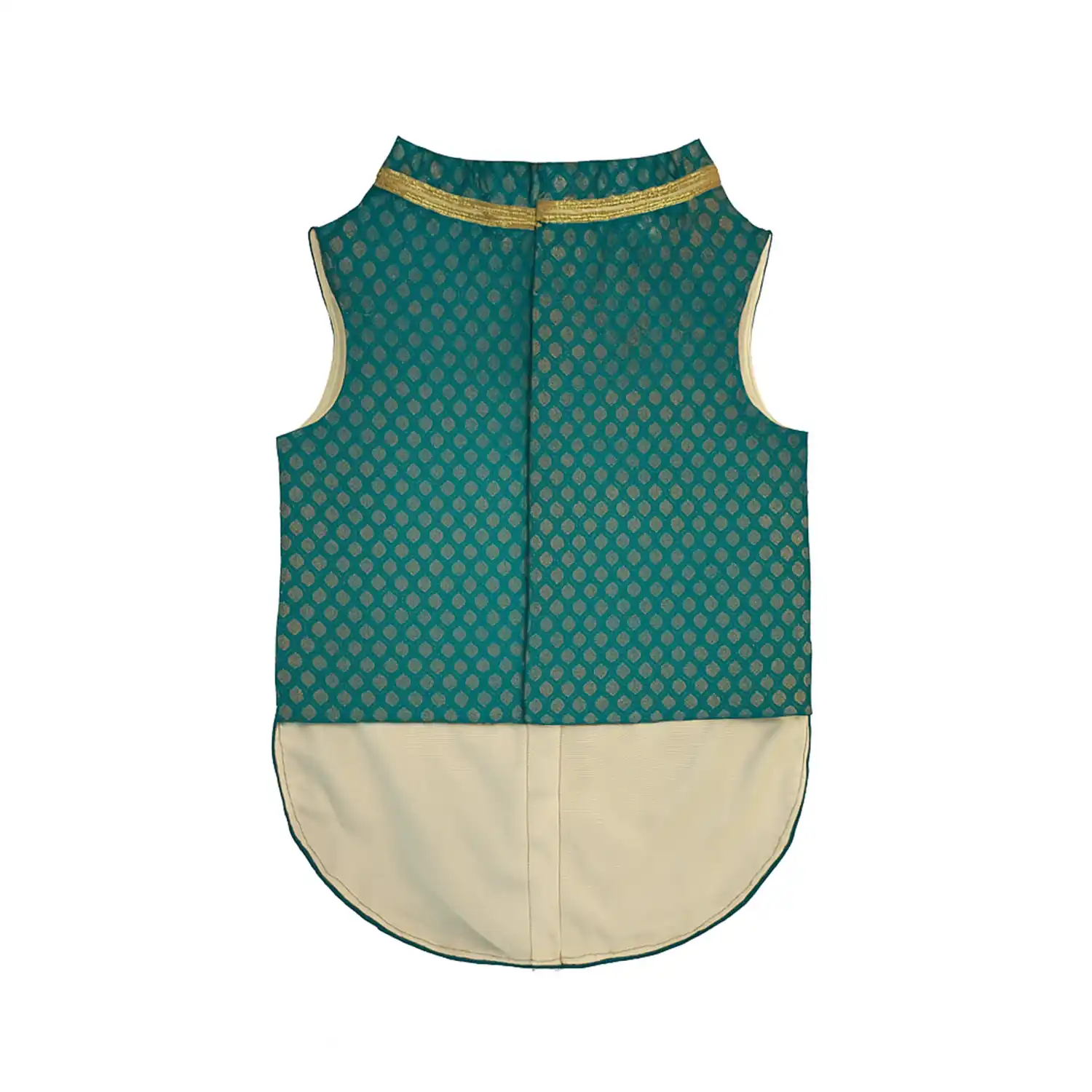 Pawsindia Traditional Royal Brocade Kurta for Cats, Aqua Green | Ethnic Festive Wear
