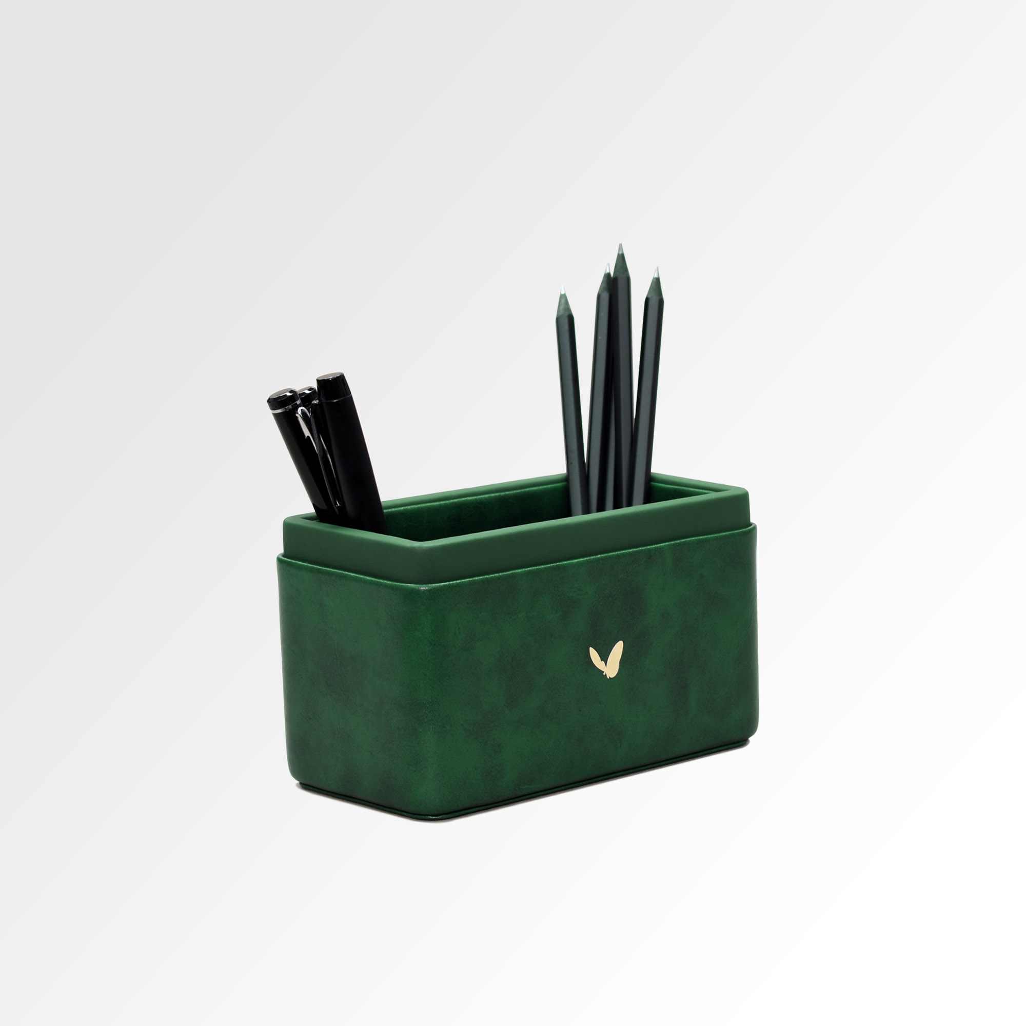 Pen/Pencil Holder | Faux Leather | Rectangular Medium | Moderno | Olive Green