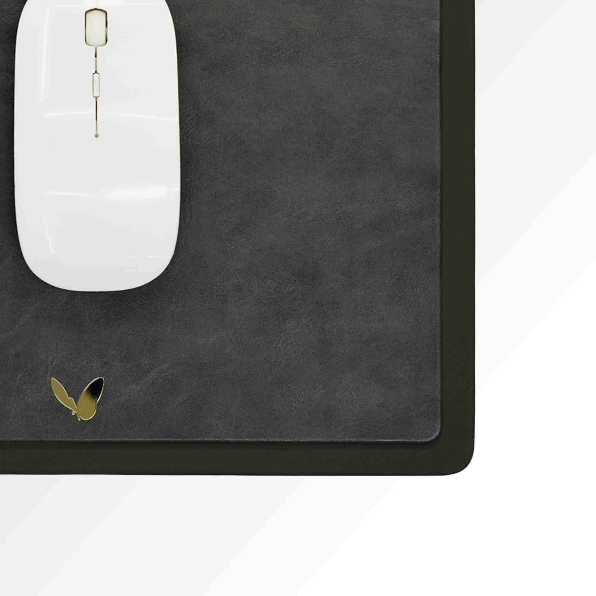 Rectangular Mouse Pad in Faux Leather | Rigid | 11×9 Inches | Moderno | Black