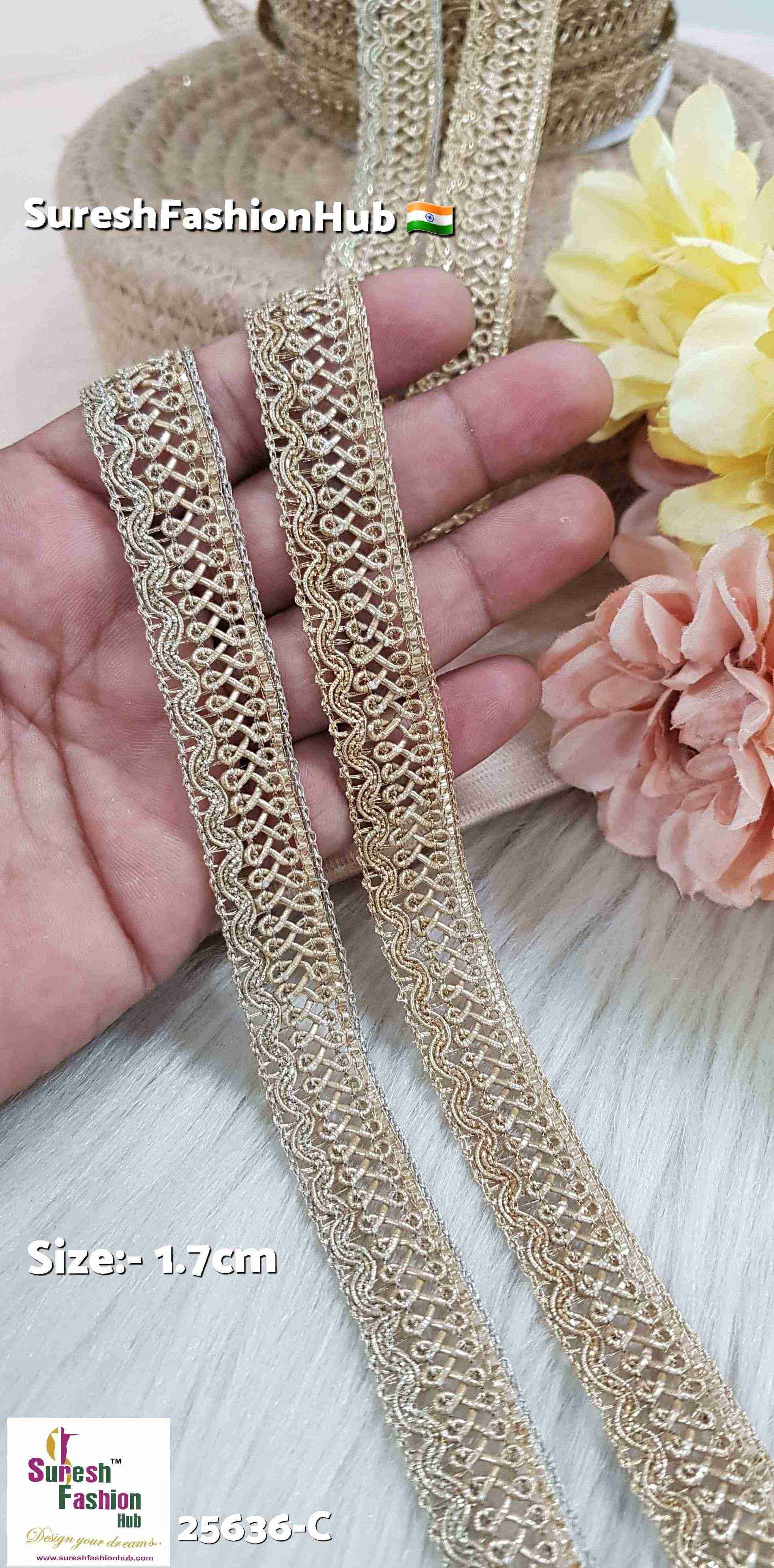 Pearl & Glitter Chord One-Sided Jhalar Lace