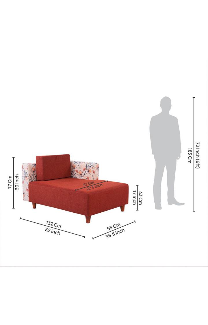 neudot Hailey Duet Fabric 1 Seater LHS Lounger in Floral Cider Orange Colour