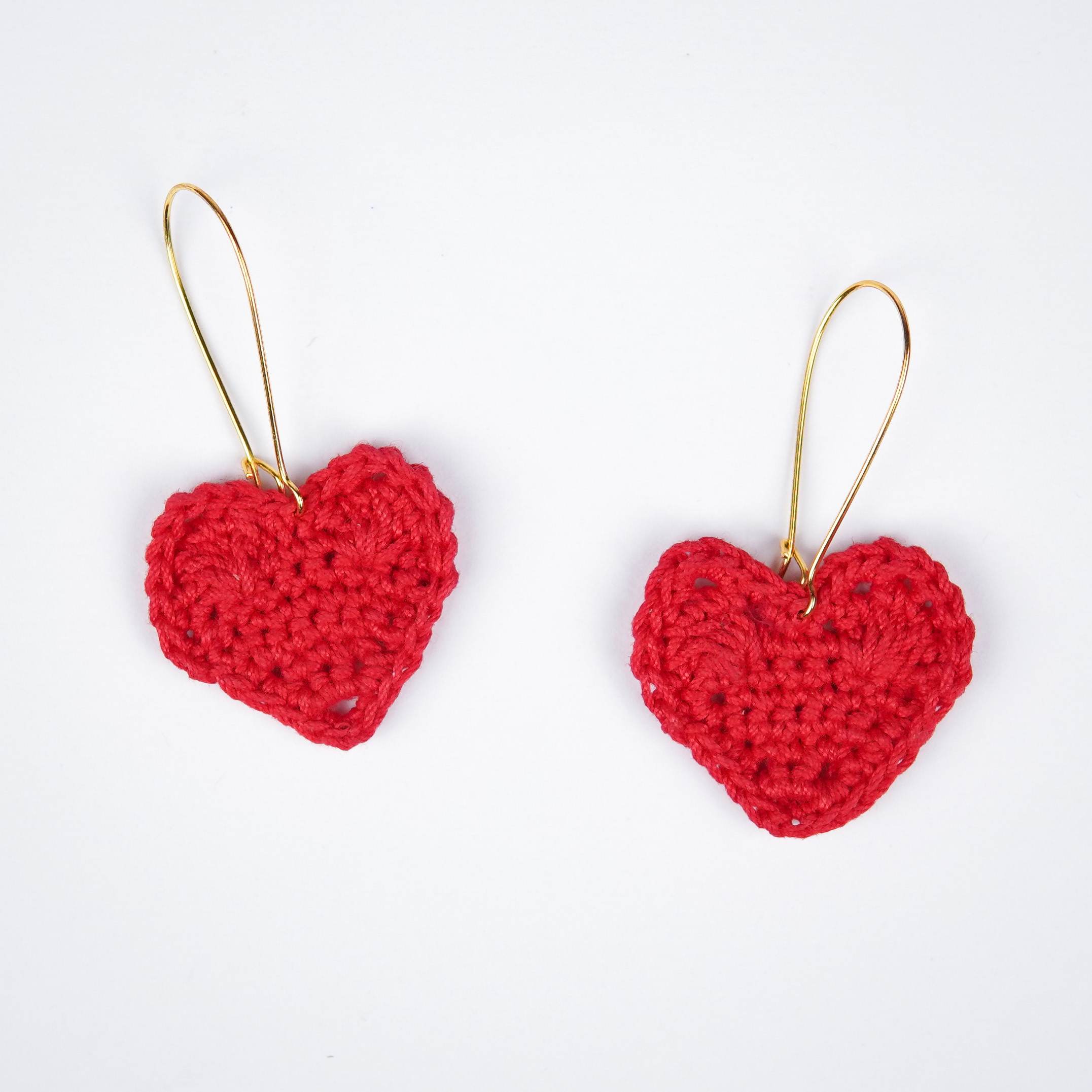 Adorable crochet heart earrings - perfect gift!