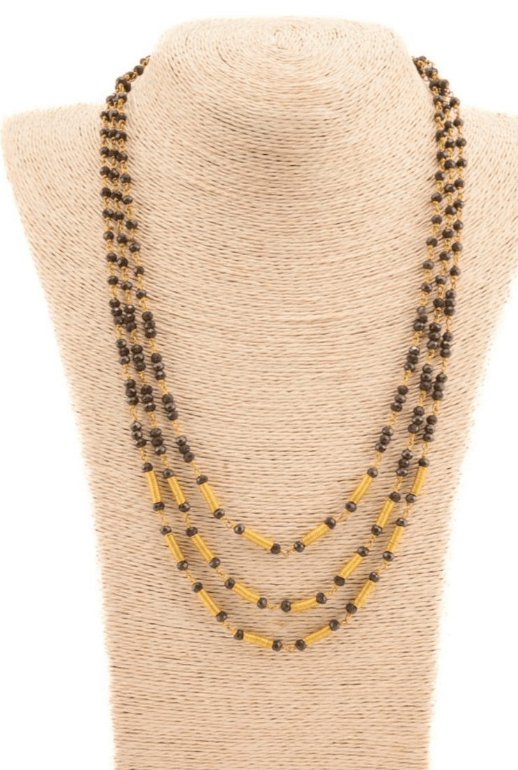 Three layered crystal neclace