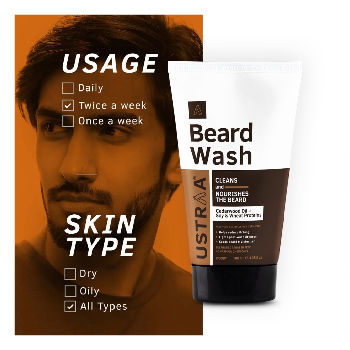 Ustraa | Beard Wash - Woody (Pack of 2 ) 1