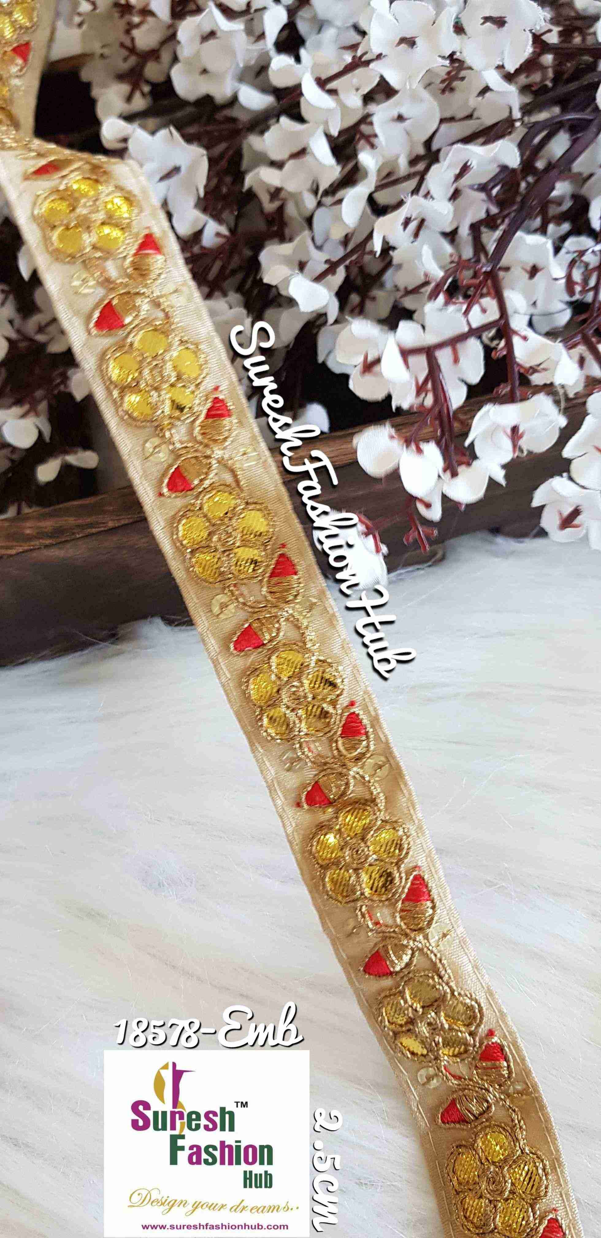 Designer Skin Color  Floral Gota Patti Trim
