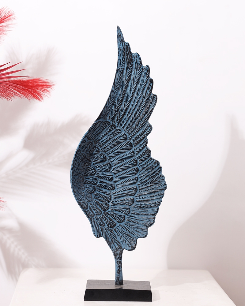 Order Happiness | Order Happiness Metal Blue Color Right Angel Wings Table Top Showpiece (Pack Of 1) For Home Decoration, Living Room & Office 0
